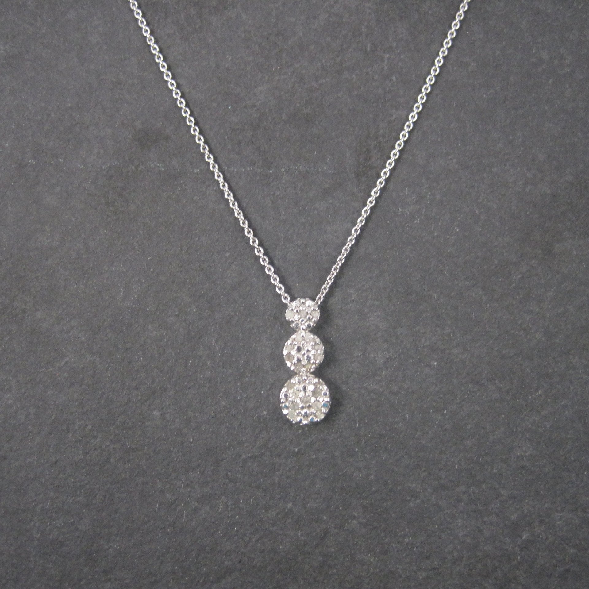 Small Vintage Sterling Diamond Pendant Necklace