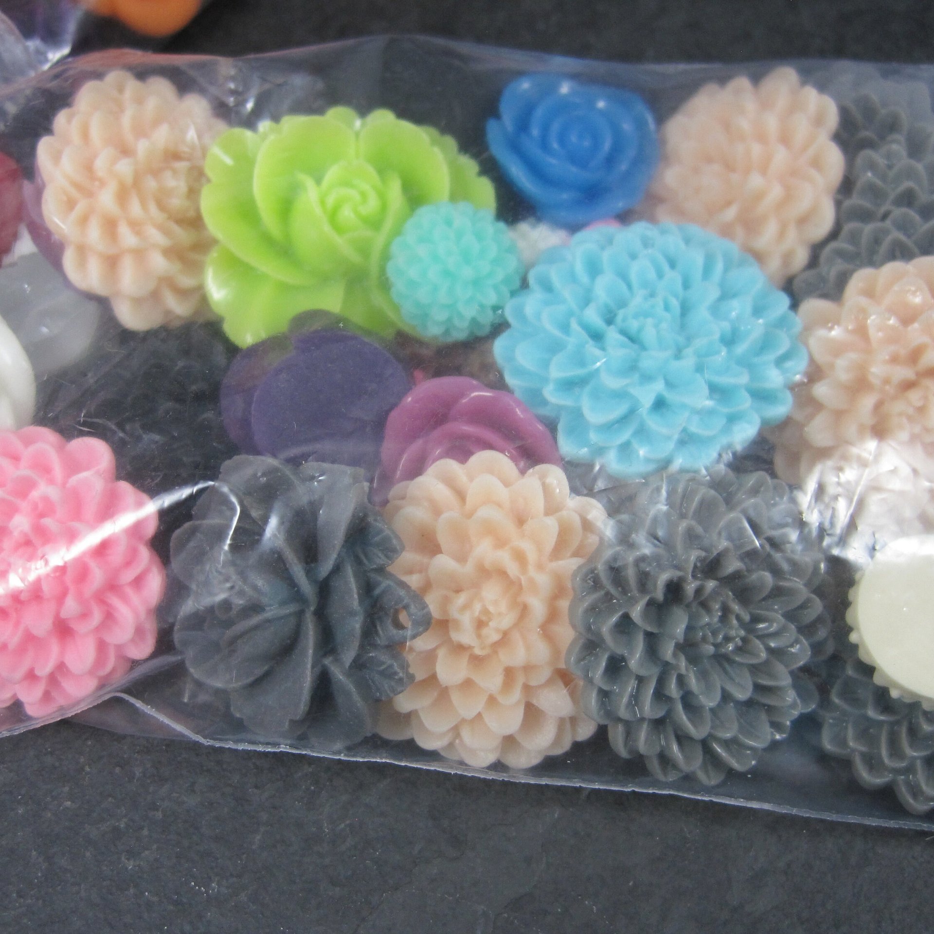 Destash Lot of Resin Flower Cabochons