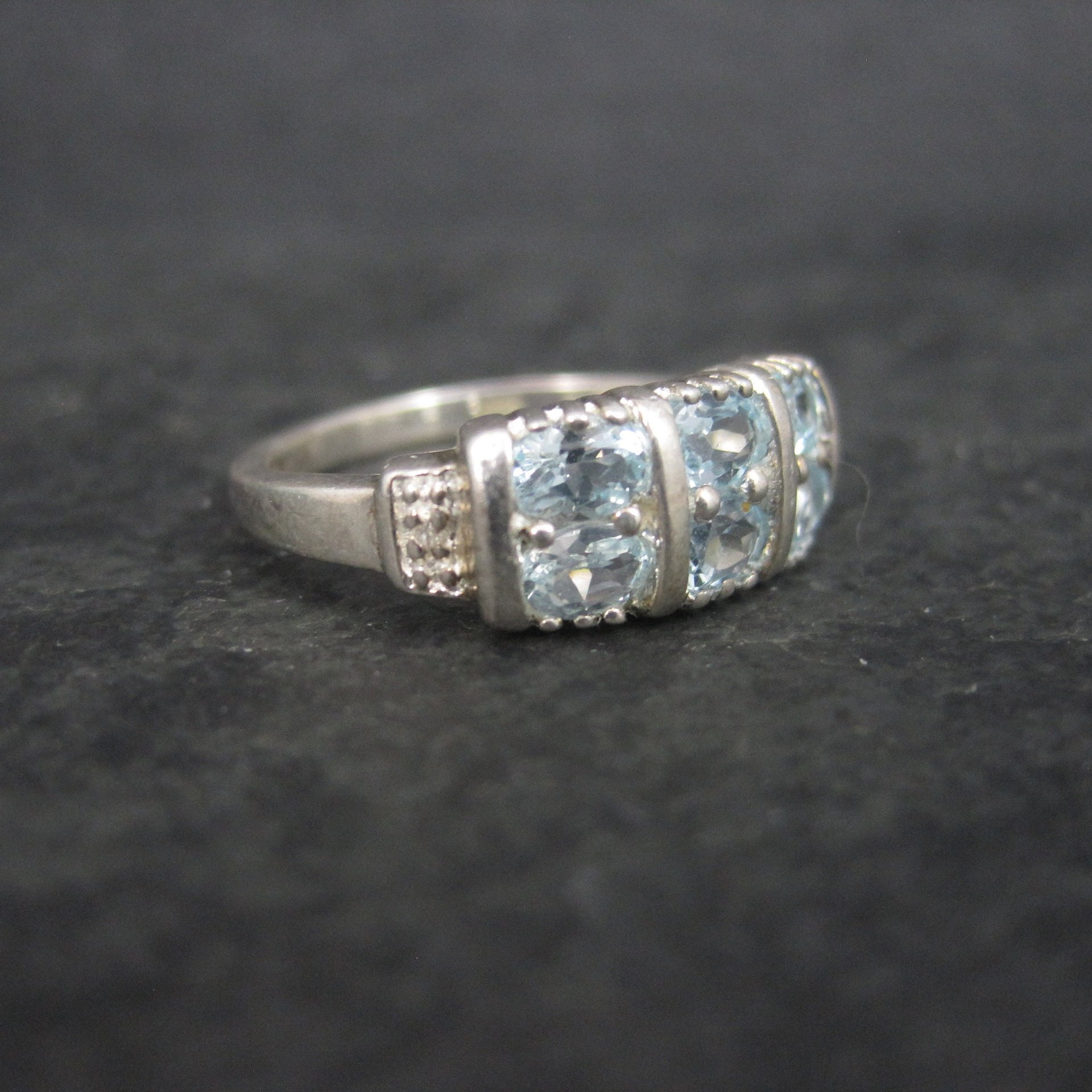 90s Sterling Blue Topaz Ring Size 6