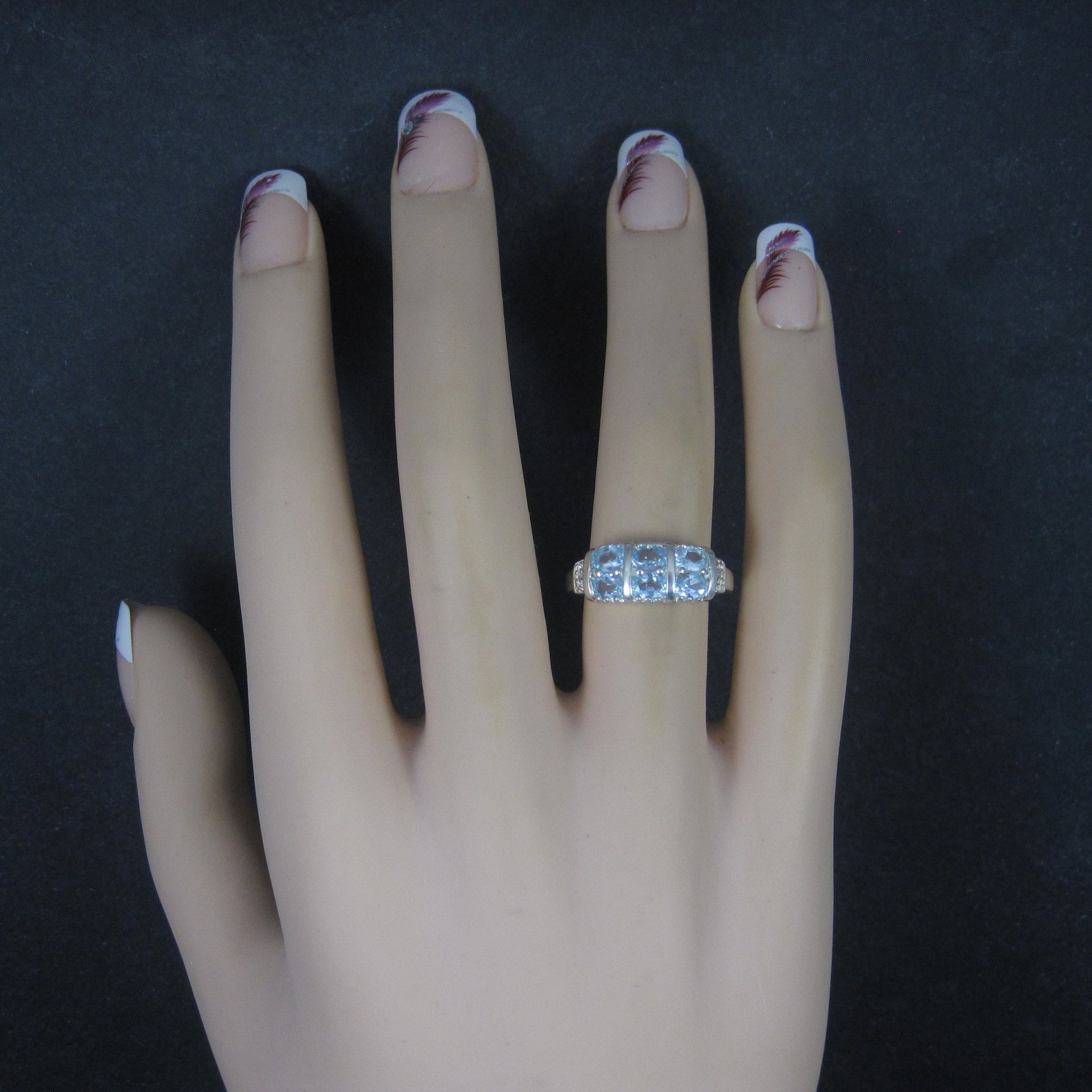 90s Sterling Blue Topaz Ring Size 6