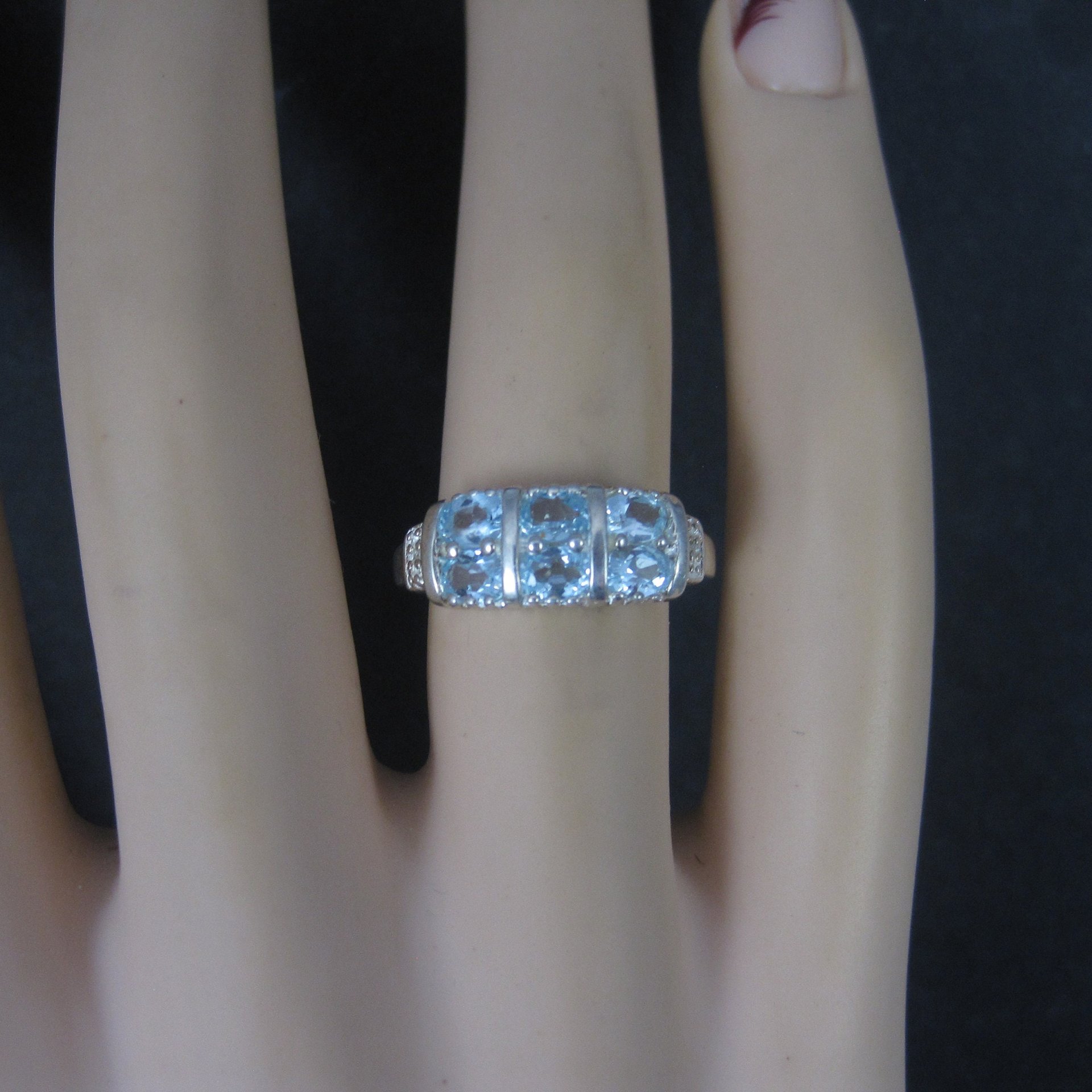 90s Sterling Blue Topaz Ring Size 6
