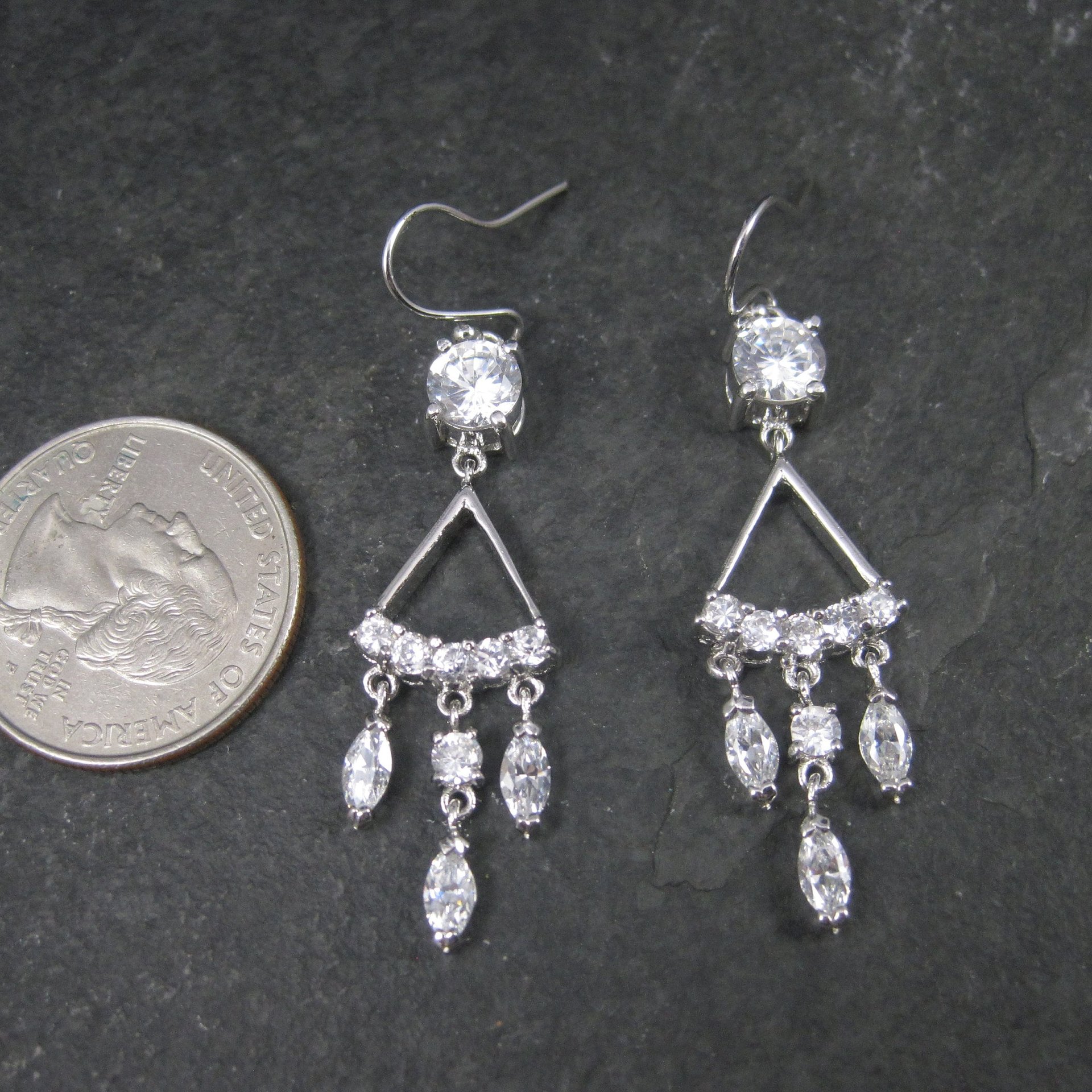 Vintage 2000s Sterling Cubic Zirconia Wedding Earrings