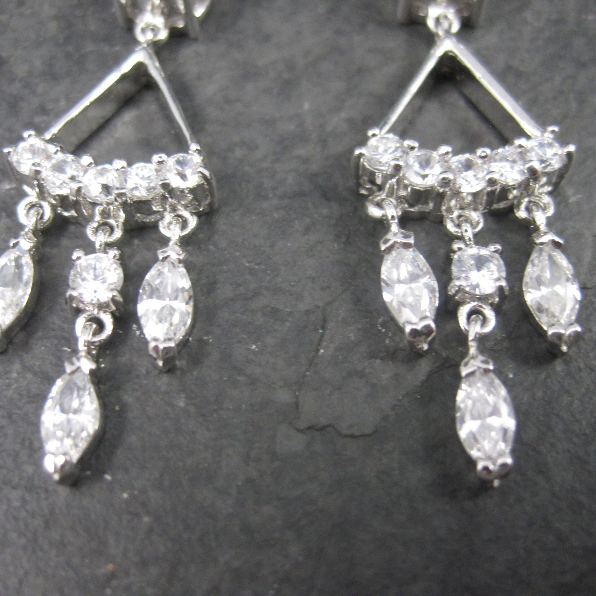 Vintage 2000s Sterling Cubic Zirconia Wedding Earrings