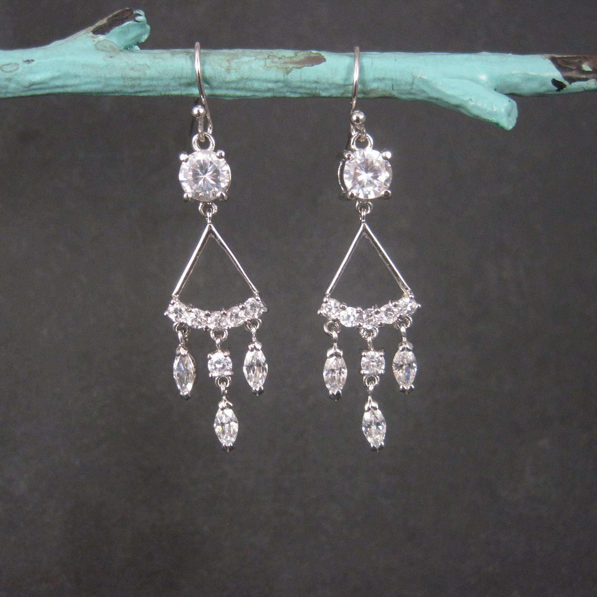Vintage 2000s Sterling Cubic Zirconia Wedding Earrings
