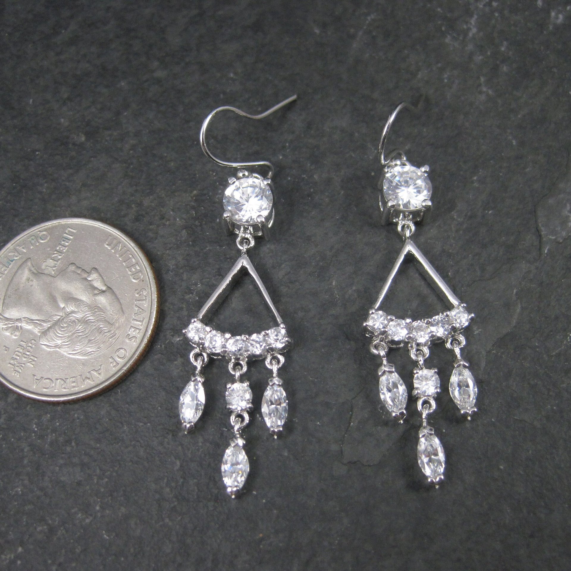 Vintage 2000s Sterling Cubic Zirconia Wedding Earrings