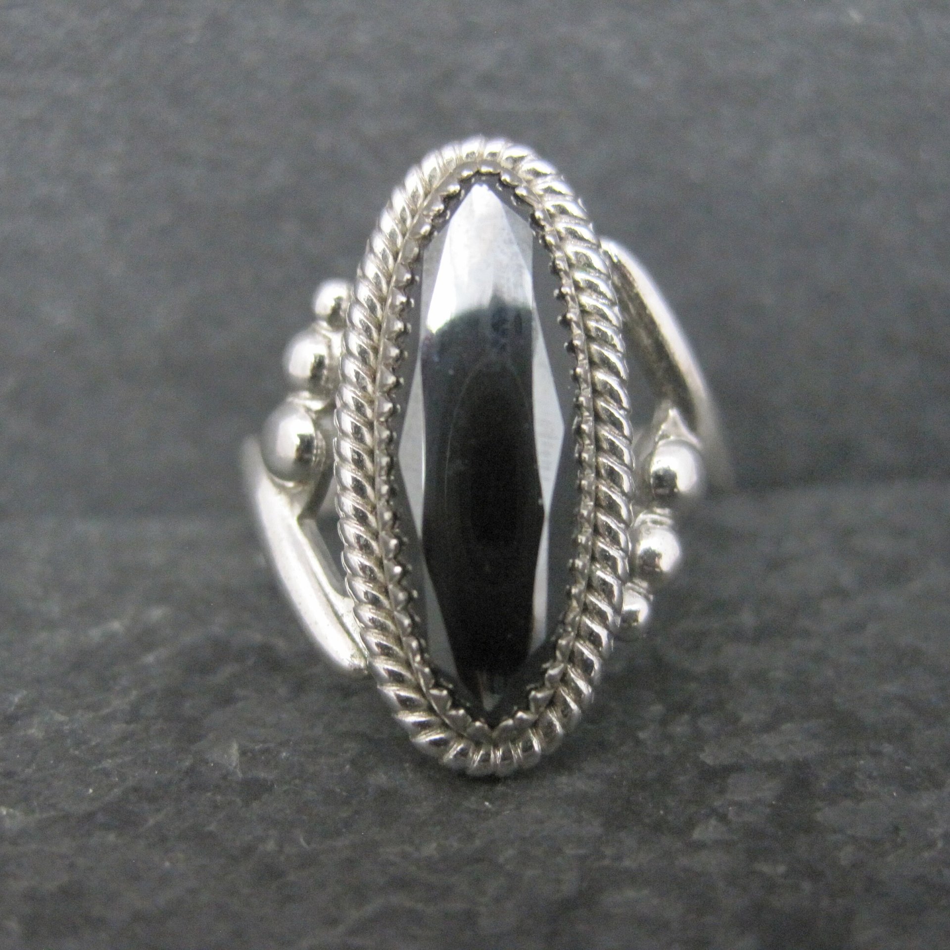 Vintage Southwestern Sterling Hematite Ring