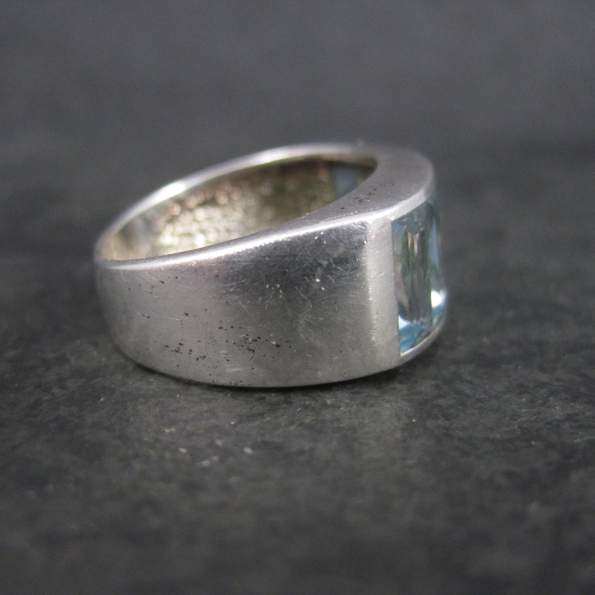 Sterling 5 Carat Blue Topaz Ring Size 7