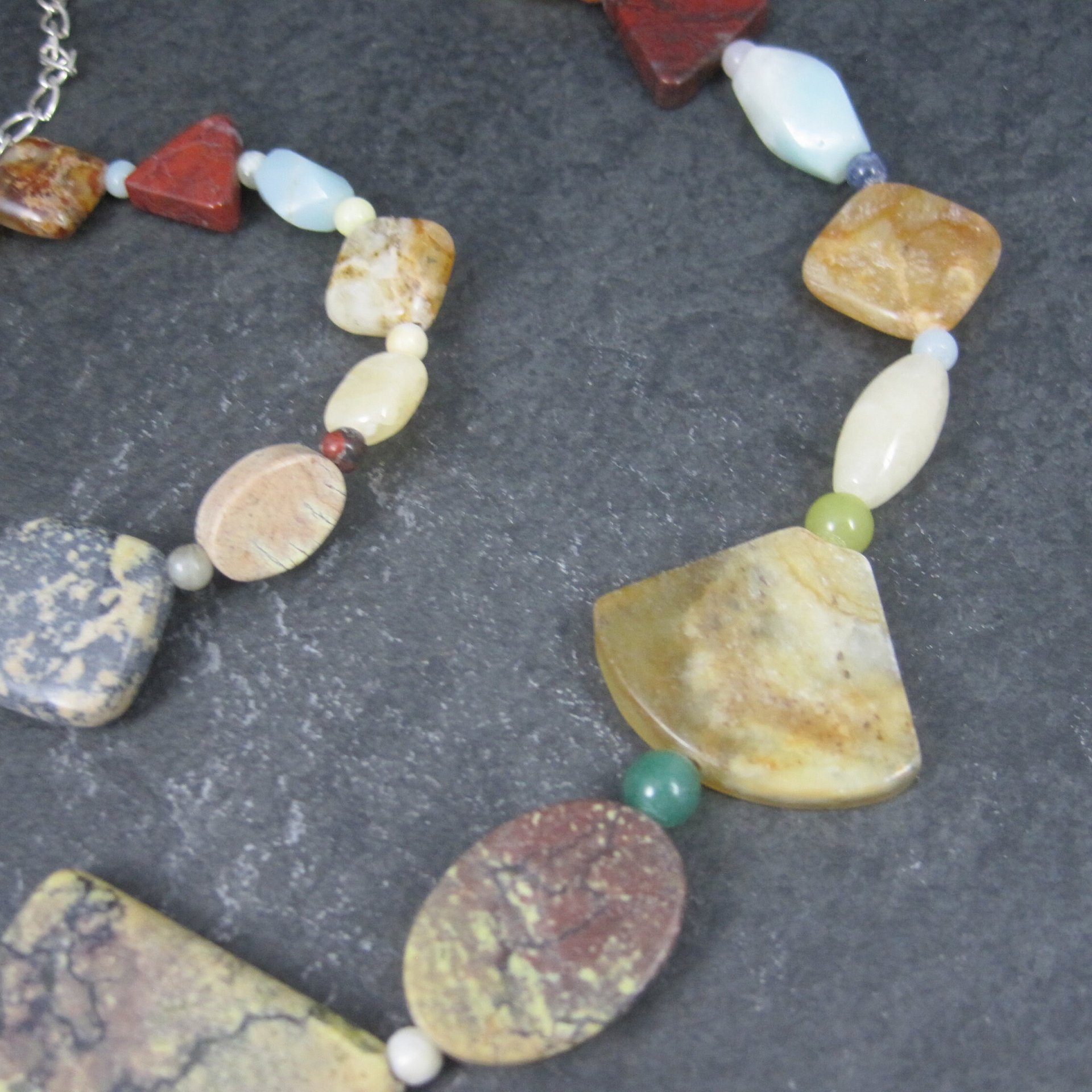 Vintage Jasper Agate Gemstone Necklace Bracelet Jewelry Set Desert Rose Trading