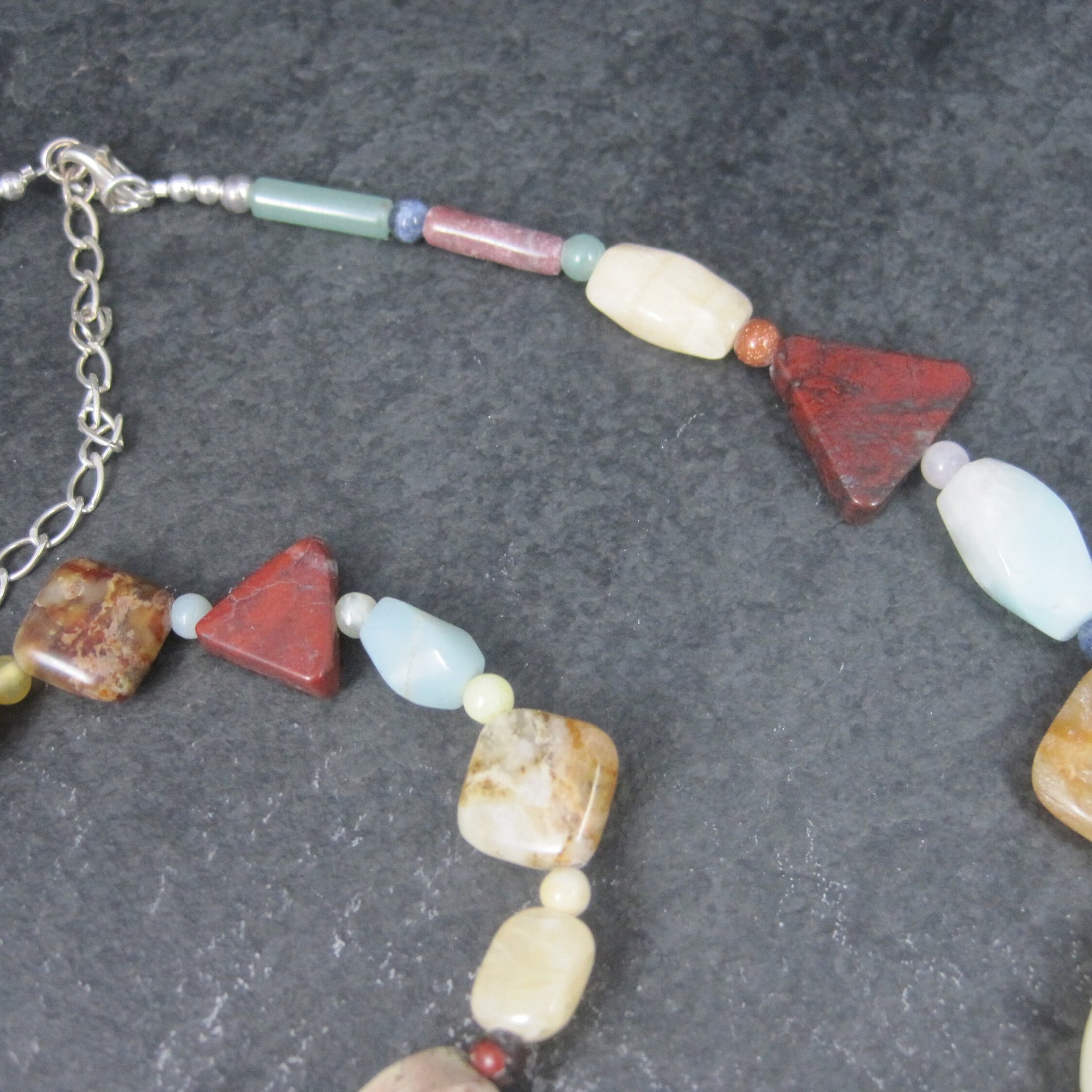 Vintage Jasper Agate Gemstone Necklace Bracelet Jewelry Set Desert Rose Trading