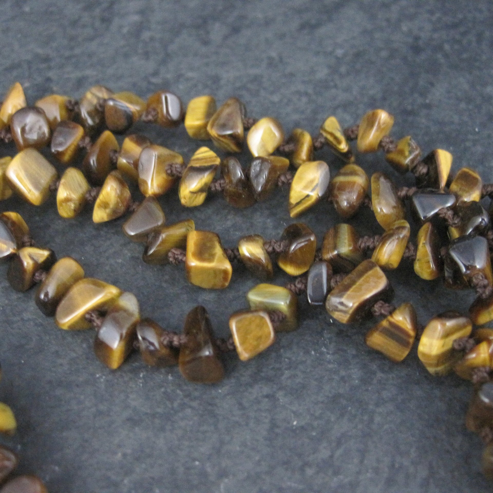 Vintage Opera Length Tigers Eye Toggle Necklace 83 Inches