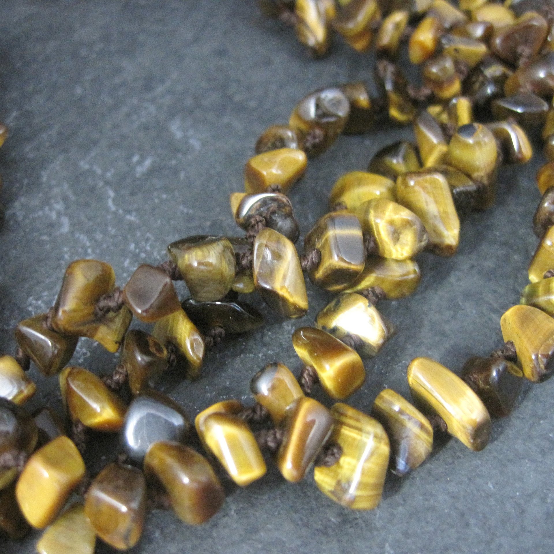 Vintage Opera Length Tigers Eye Toggle Necklace 83 Inches