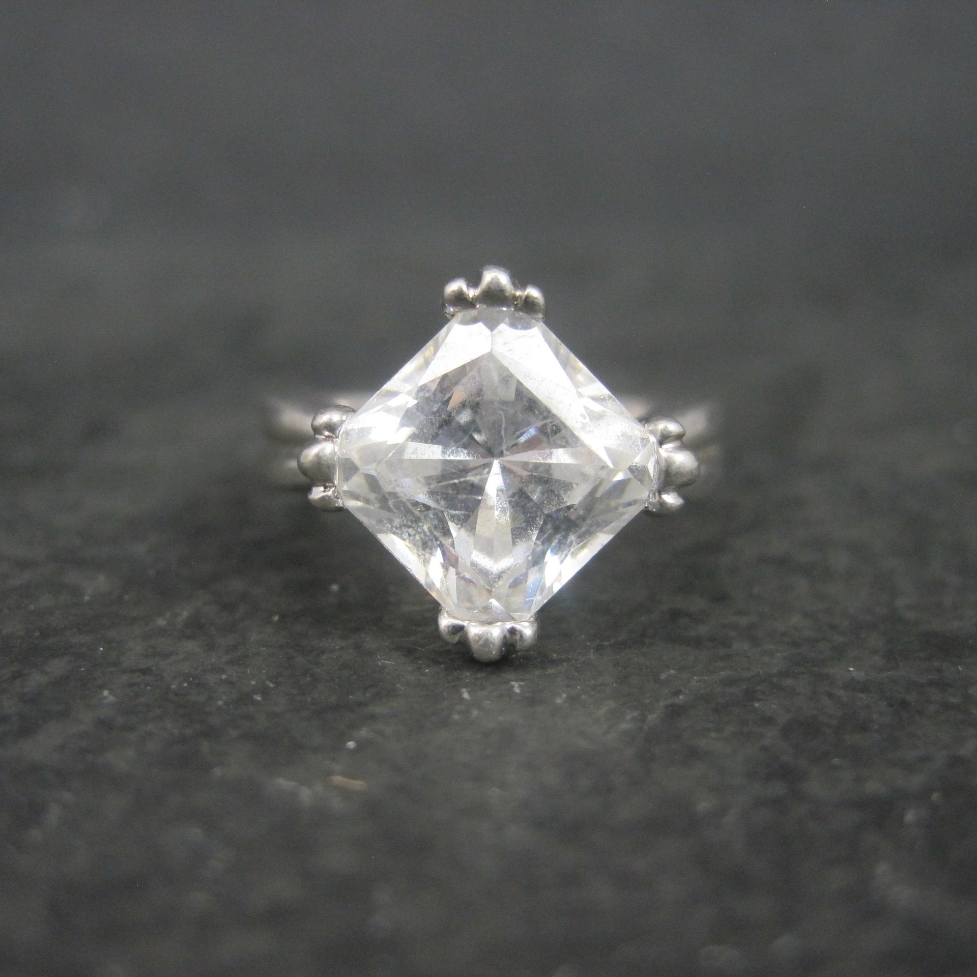 Vintage Sterling Cubic Zirconia Ring Size 6