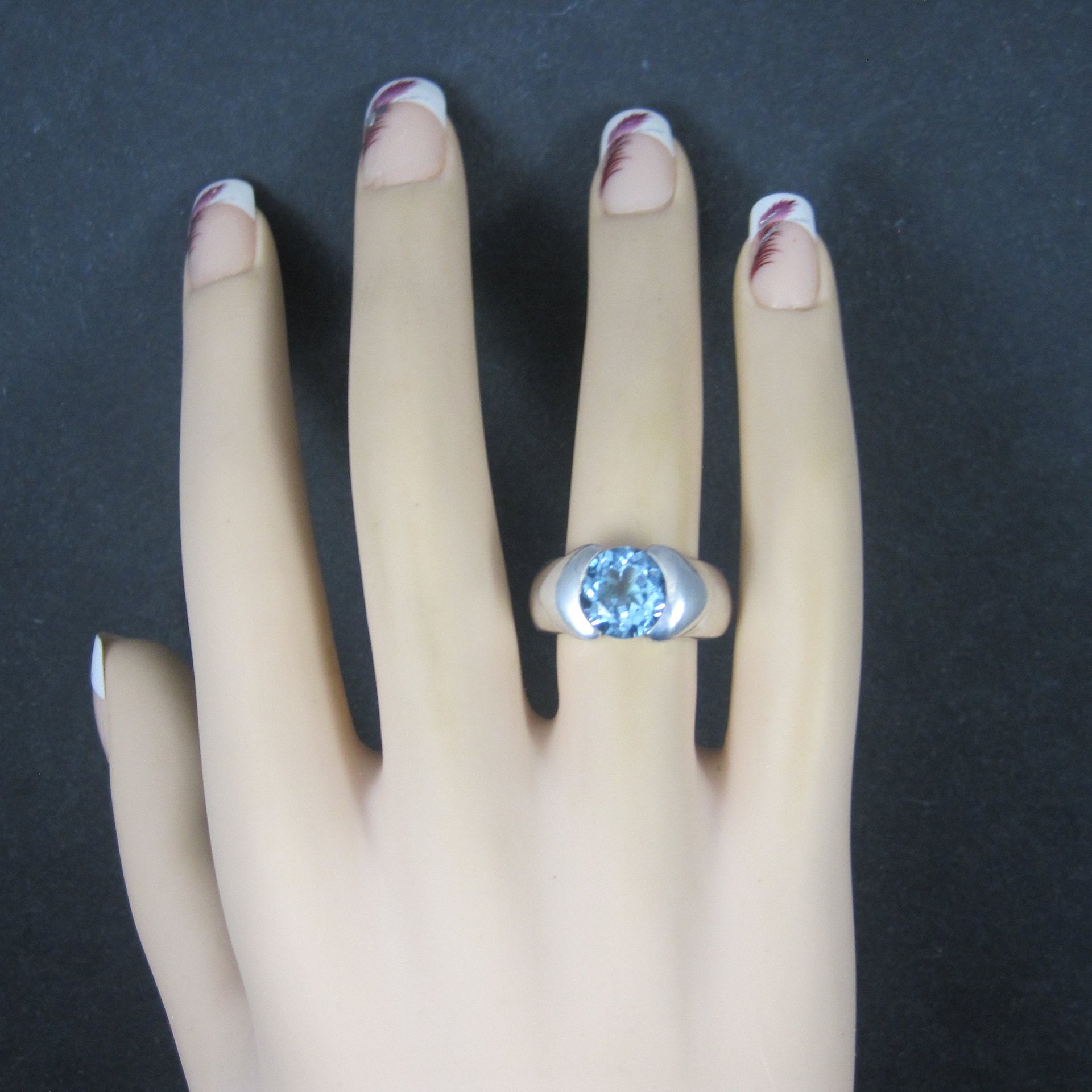 Vintage .999 Silver Blue Topaz Ring Size 6