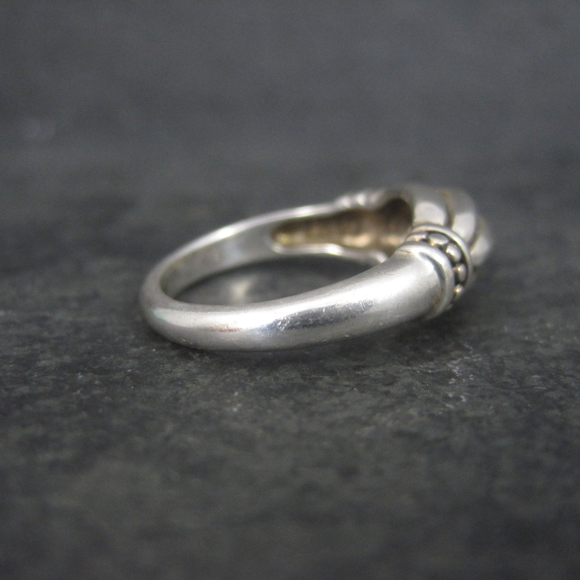 Vintage Sterling Ribbed Dome Ring Size 8
