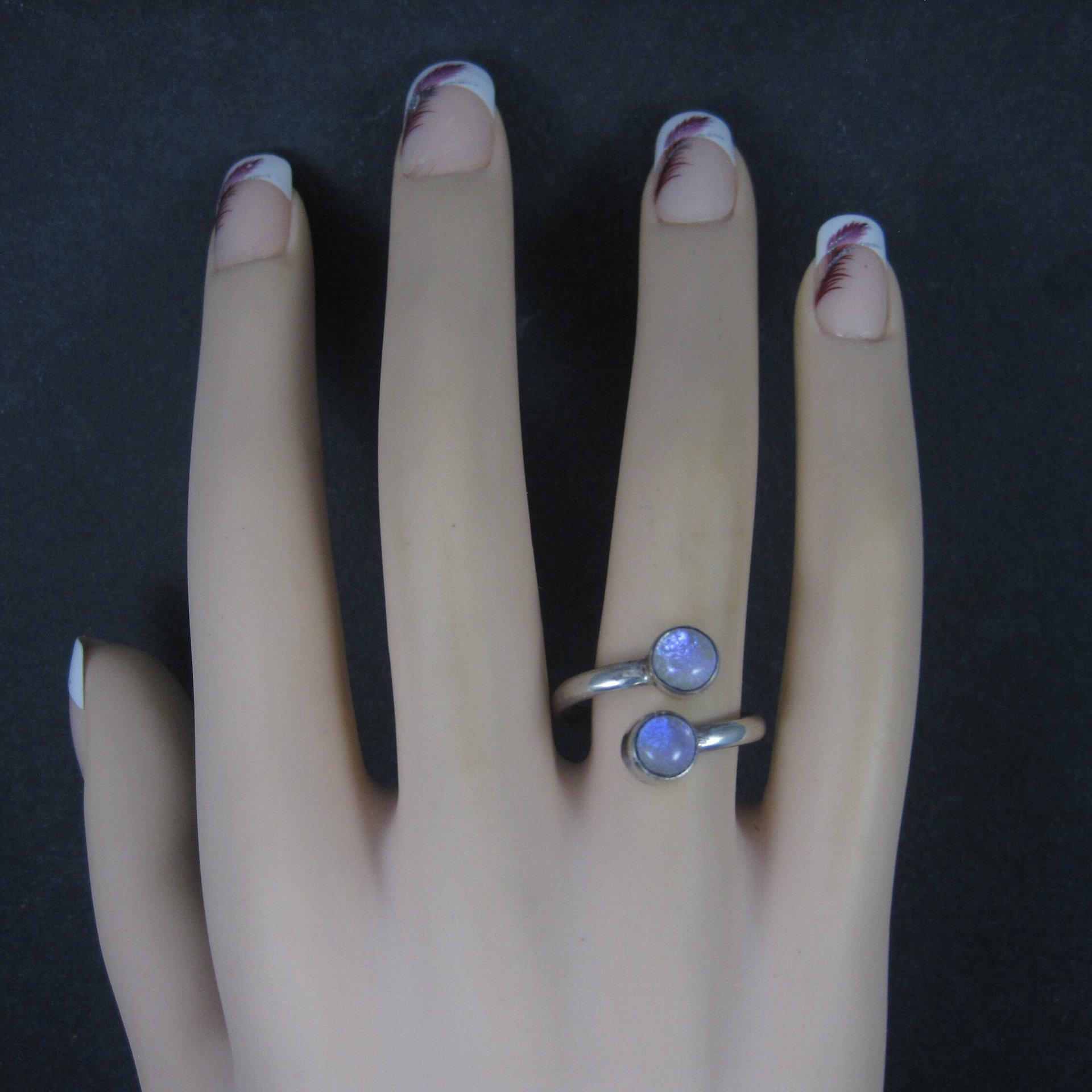 Estate Sterling Purple Dichroic Glass Ring Size 10