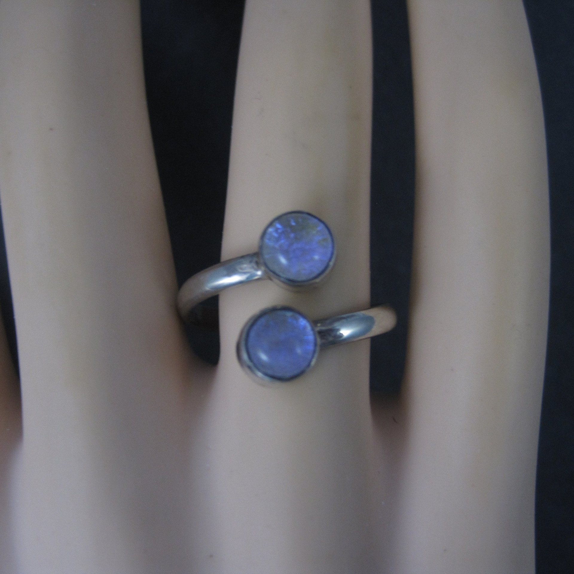 Estate Sterling Purple Dichroic Glass Ring Size 10