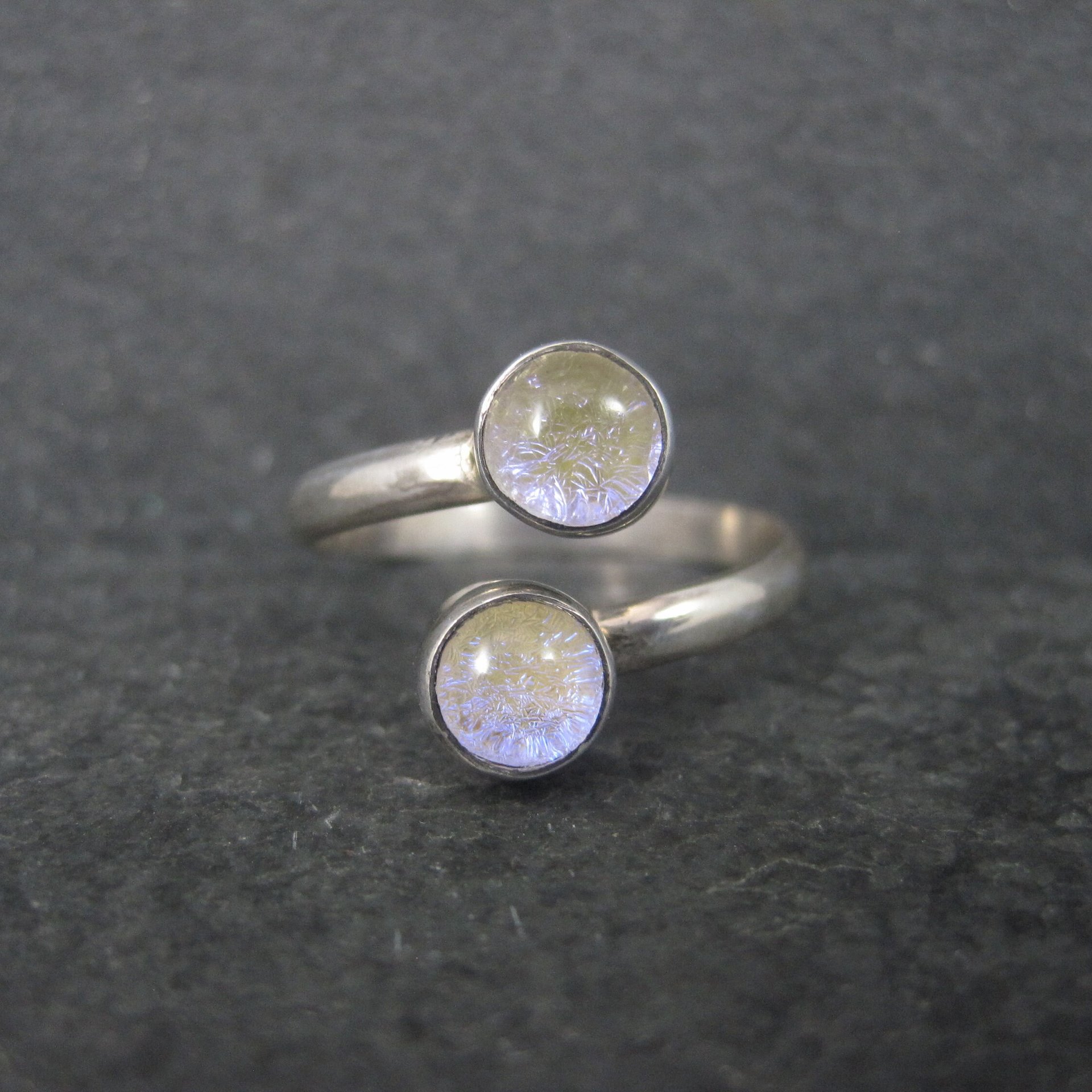 Estate Sterling Purple Dichroic Glass Ring Size 10