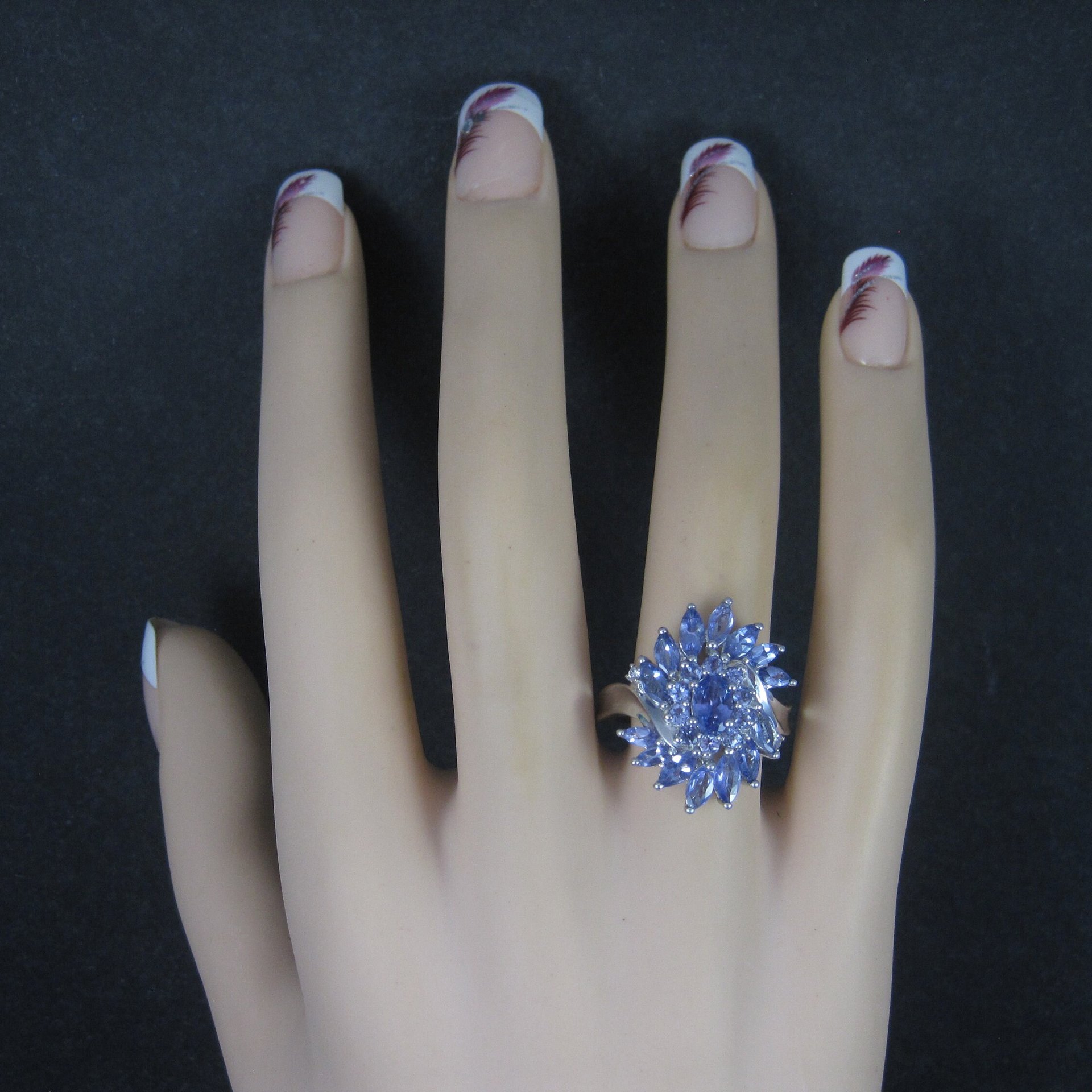 Sterling Purple Cubic Zirconia Cluster Ring Size 8