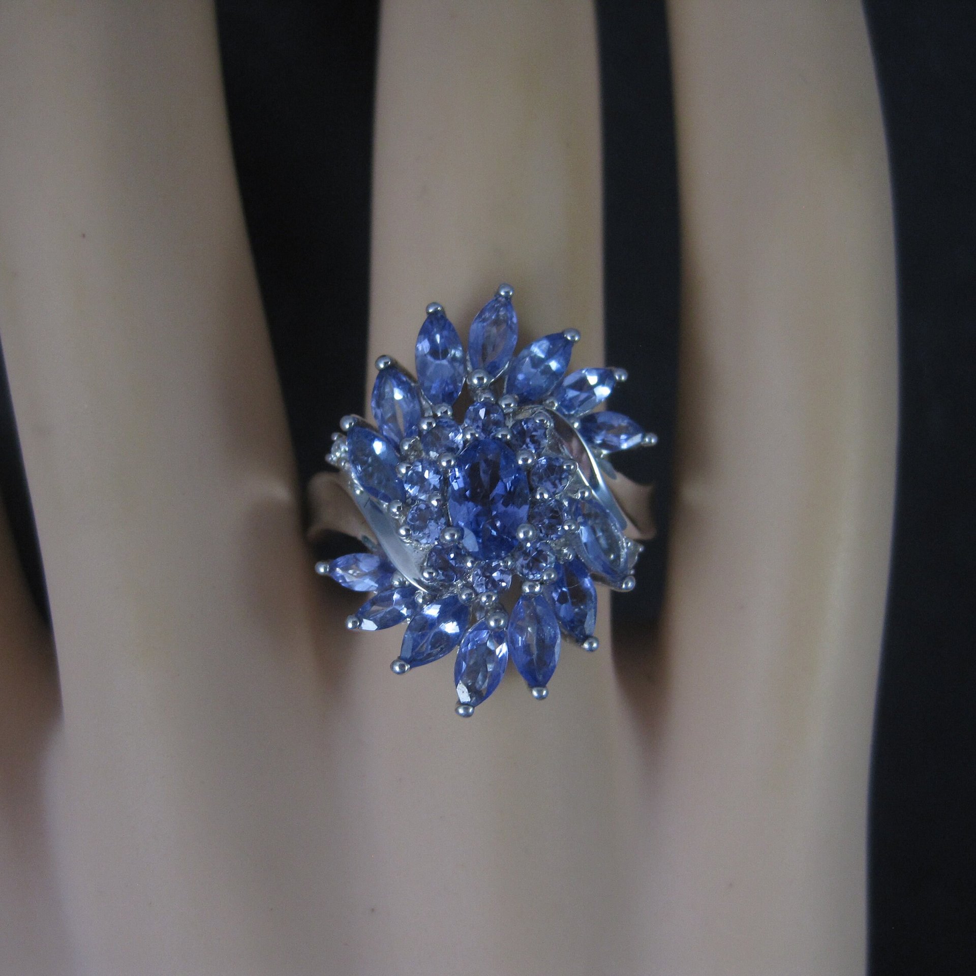 Sterling Purple Cubic Zirconia Cluster Ring Size 8