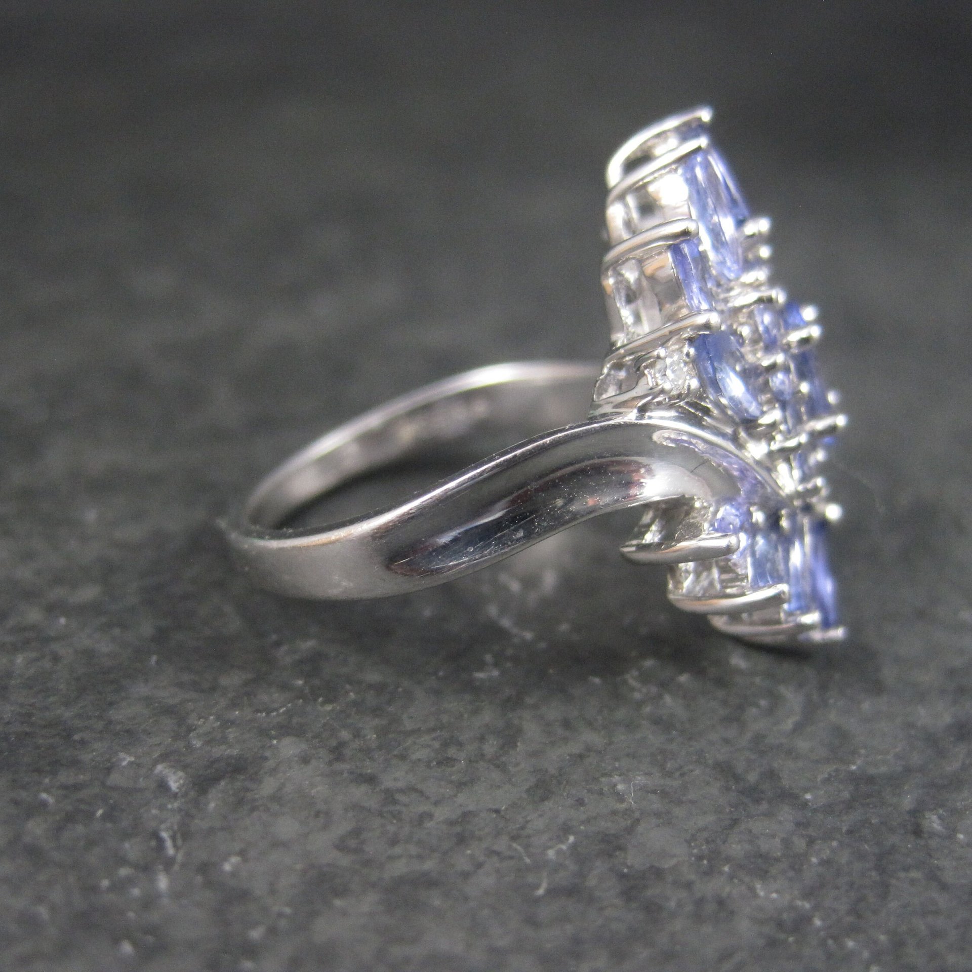 Sterling Purple Cubic Zirconia Cluster Ring Size 8