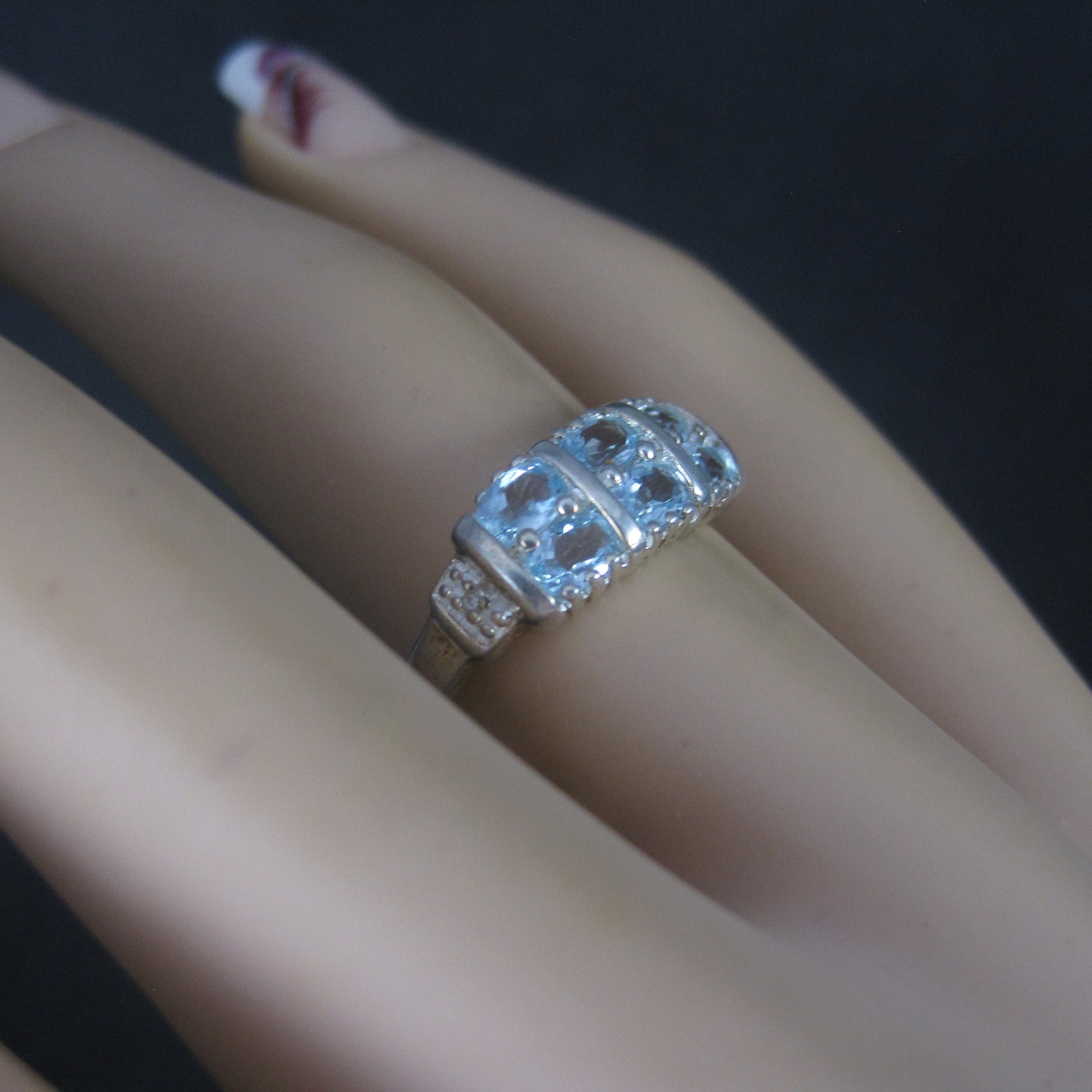 90s Sterling Blue Topaz Ring Size 6