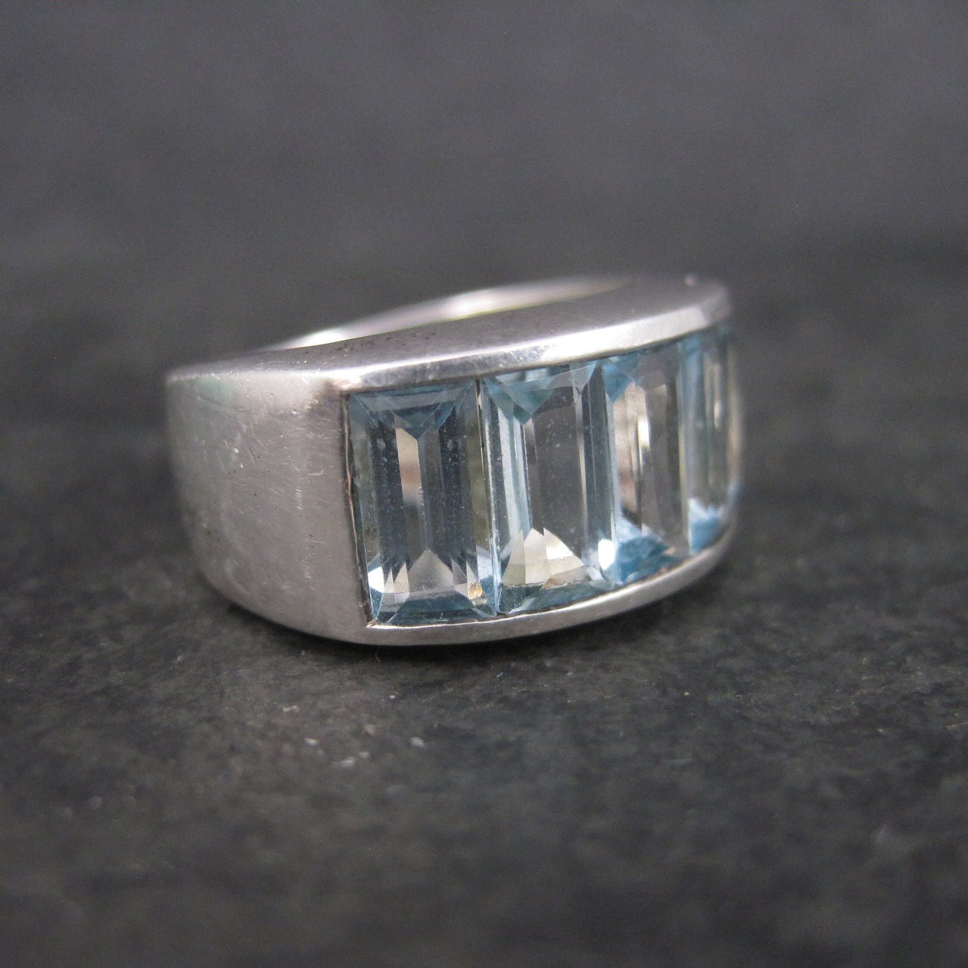 Sterling 5 Carat Blue Topaz Ring Size 7