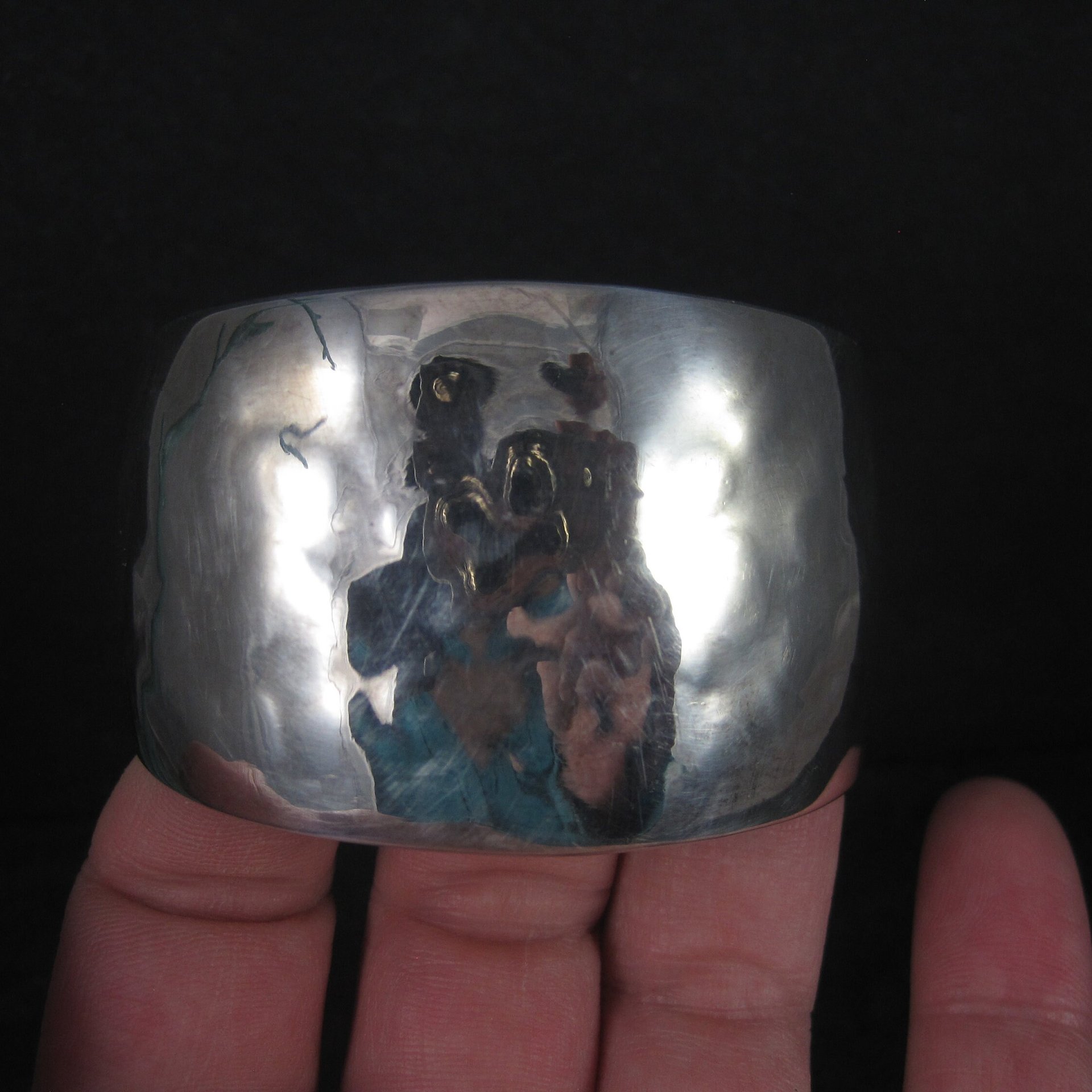Vintage Hammered Sterling Cuff Bracelet 6 Inches
