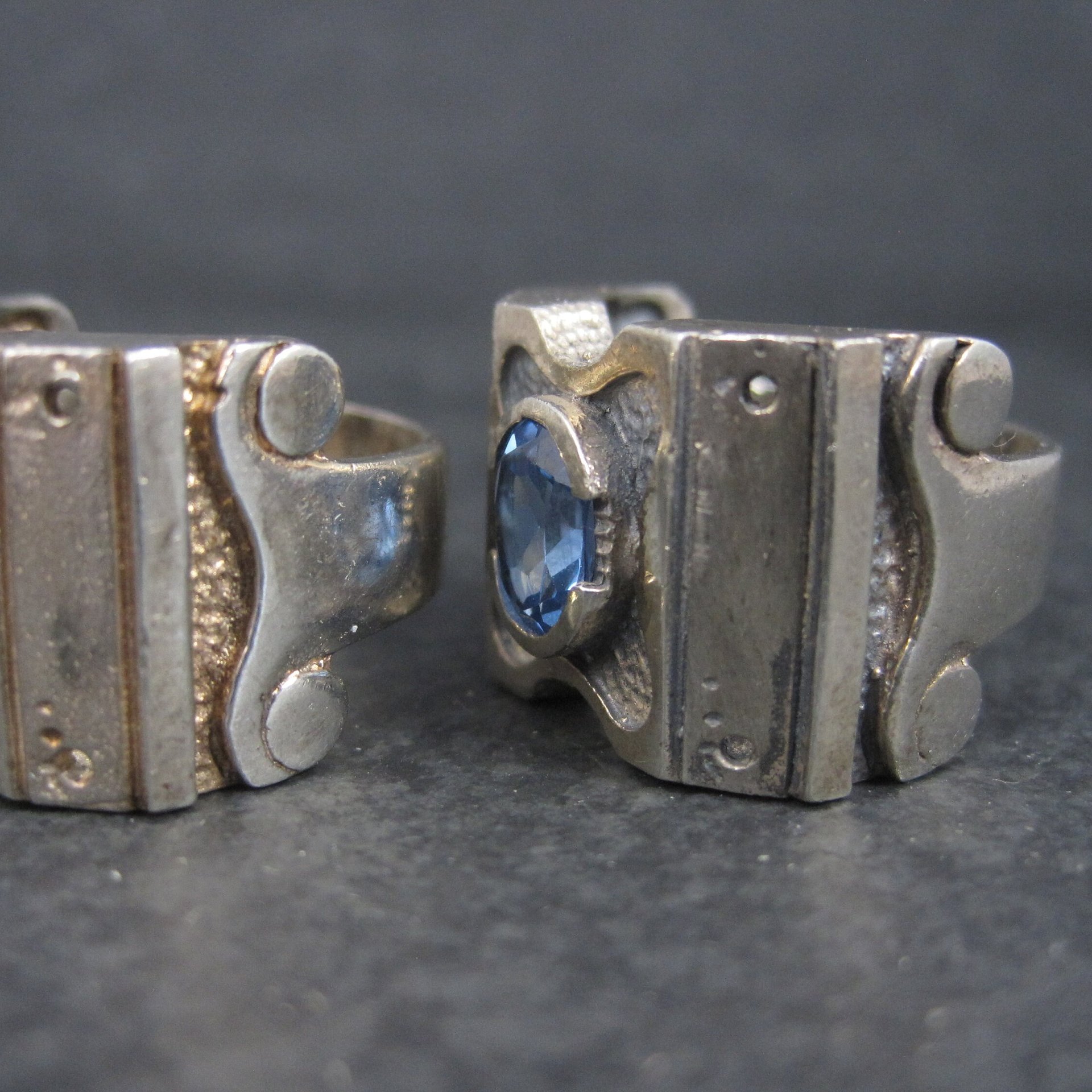 Lot of 2 Large Gemstone Rings Semimounts for Repair
