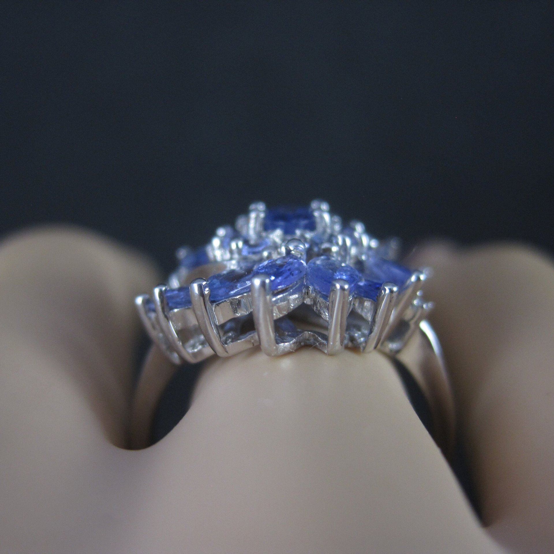 Sterling Purple Cubic Zirconia Cluster Ring Size 8