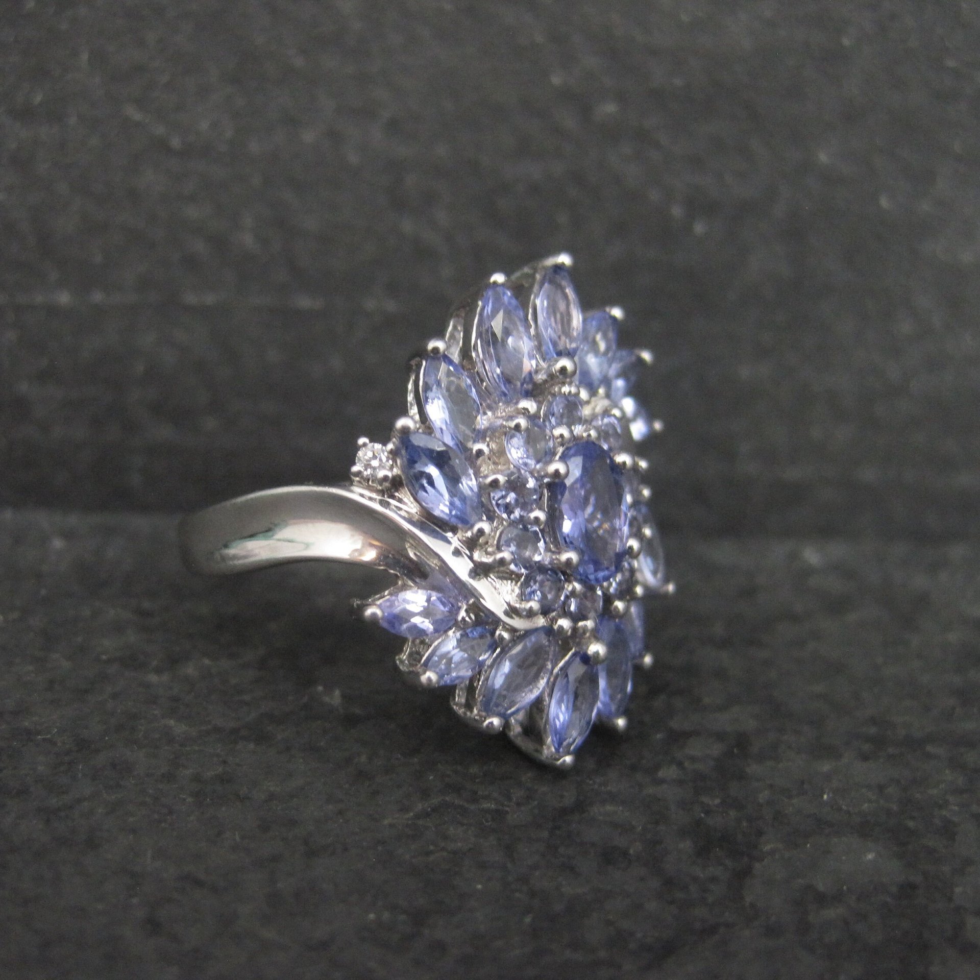 Sterling Purple Cubic Zirconia Cluster Ring Size 8
