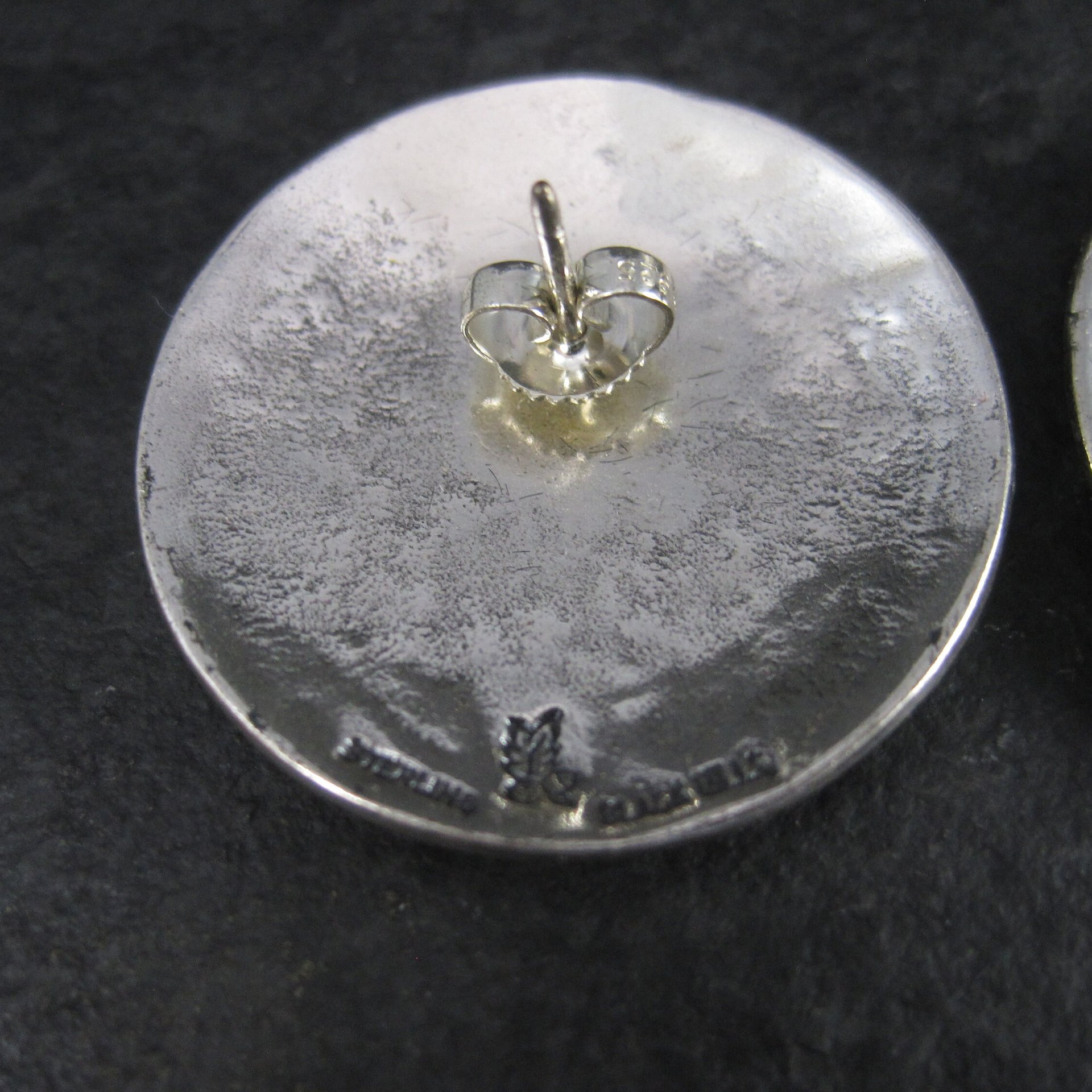Large Langers Black Hills Silver Diamond Cut Earrings New Old Stock