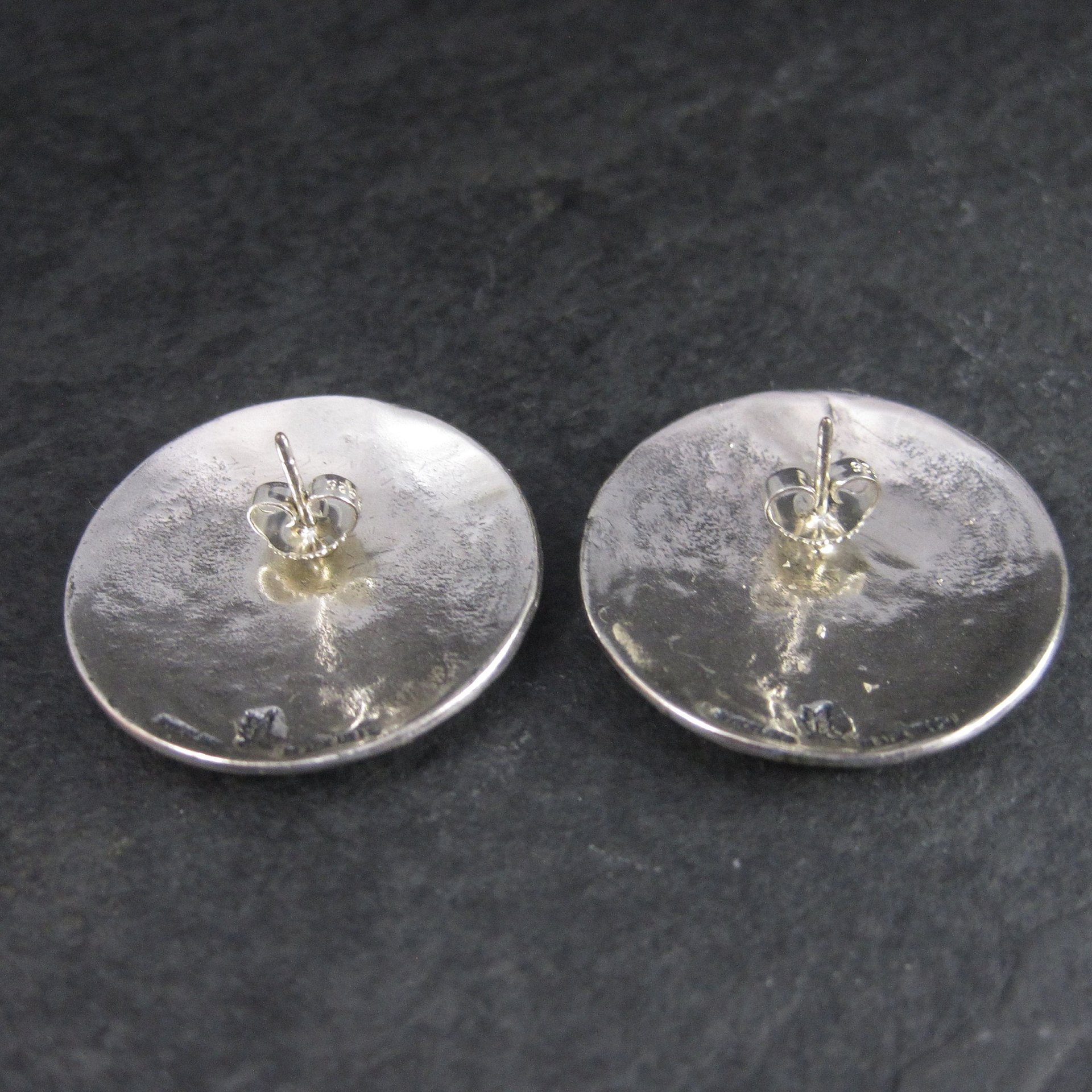 Large Langers Black Hills Silver Diamond Cut Earrings New Old Stock
