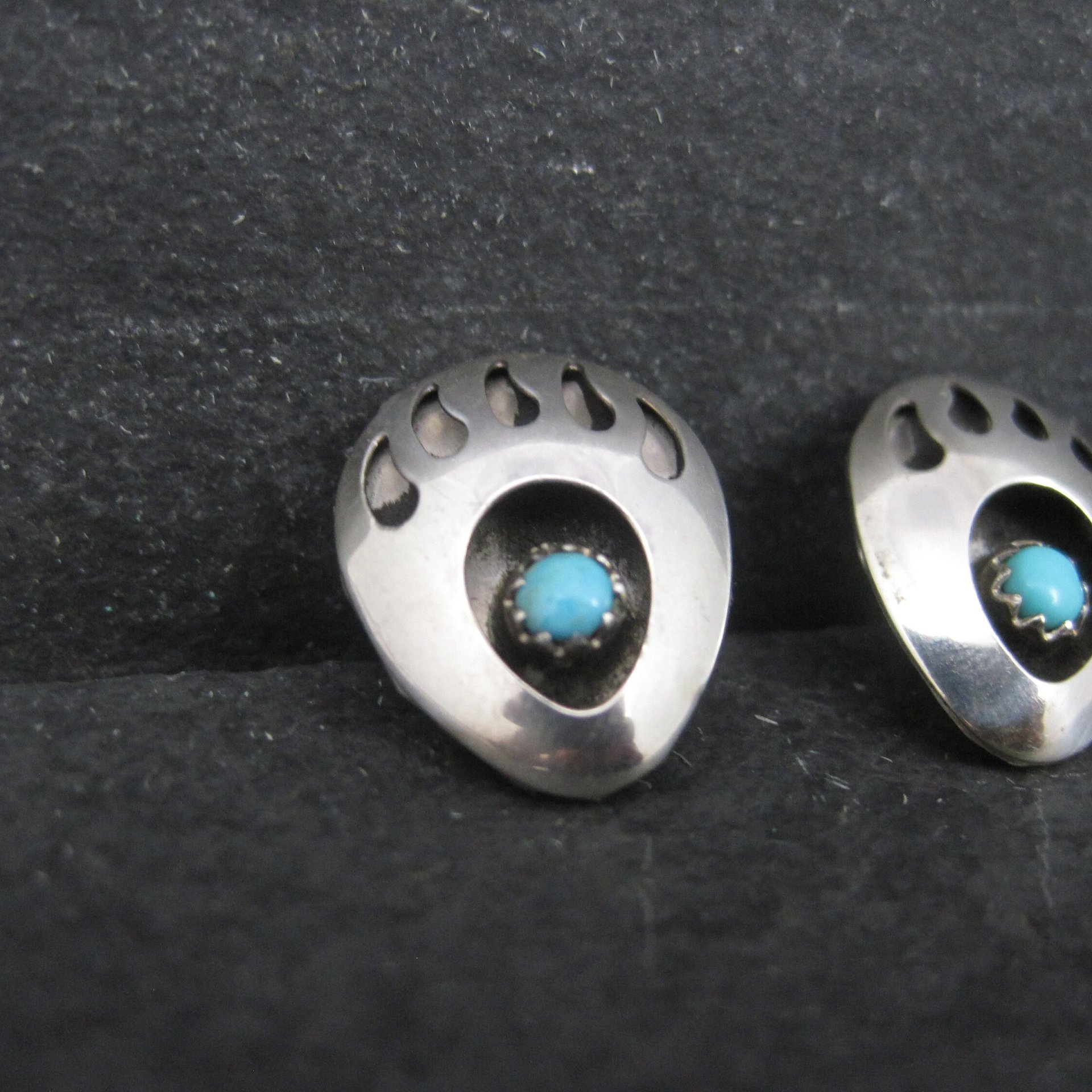 Sterling Turquoise Bear Paw Shadowbox Earrings