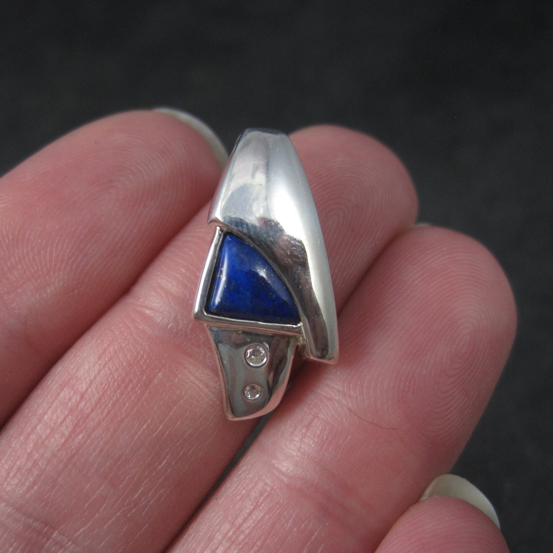 Sterling Lapis Lazuli Cz Pendant