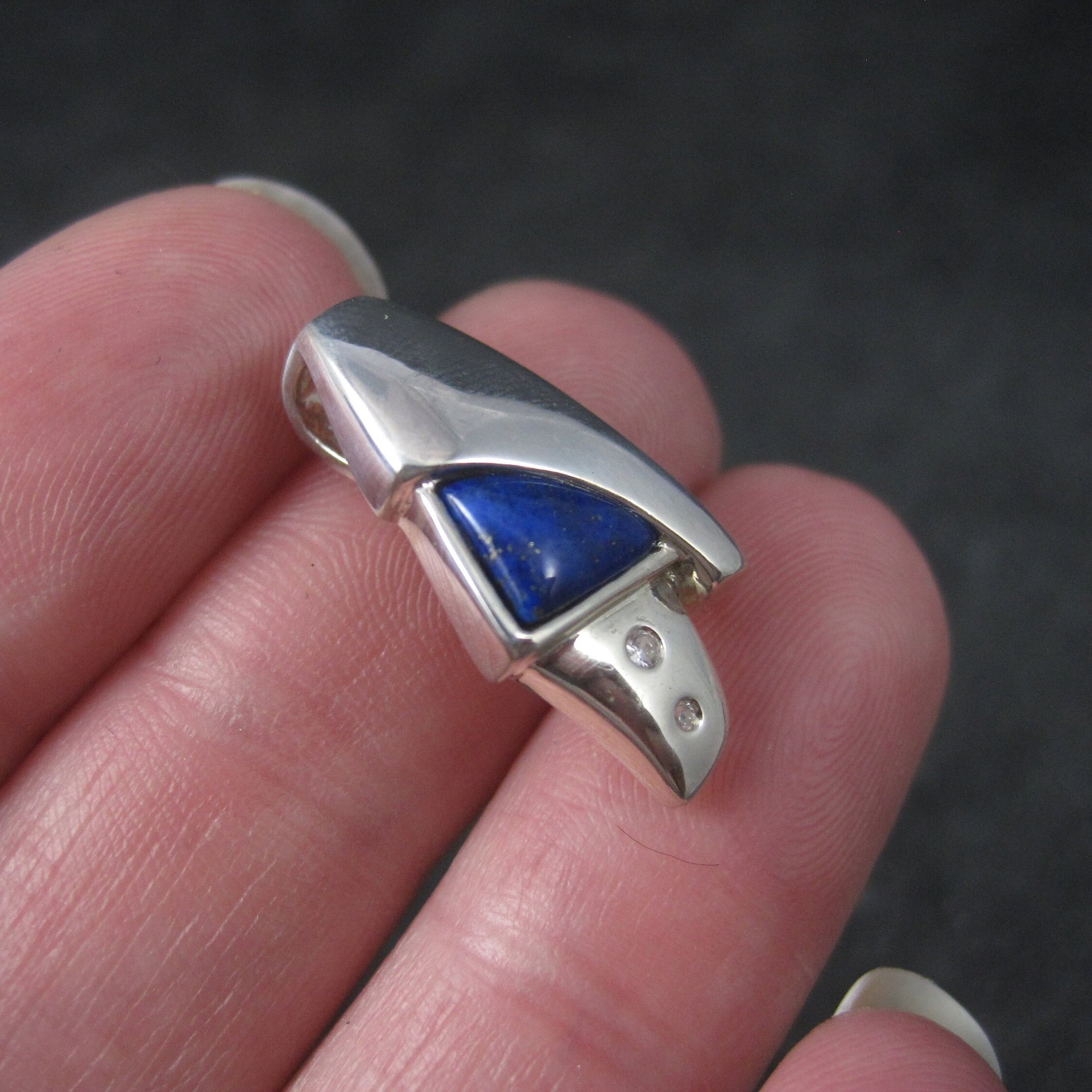 Sterling Lapis Lazuli Cz Pendant
