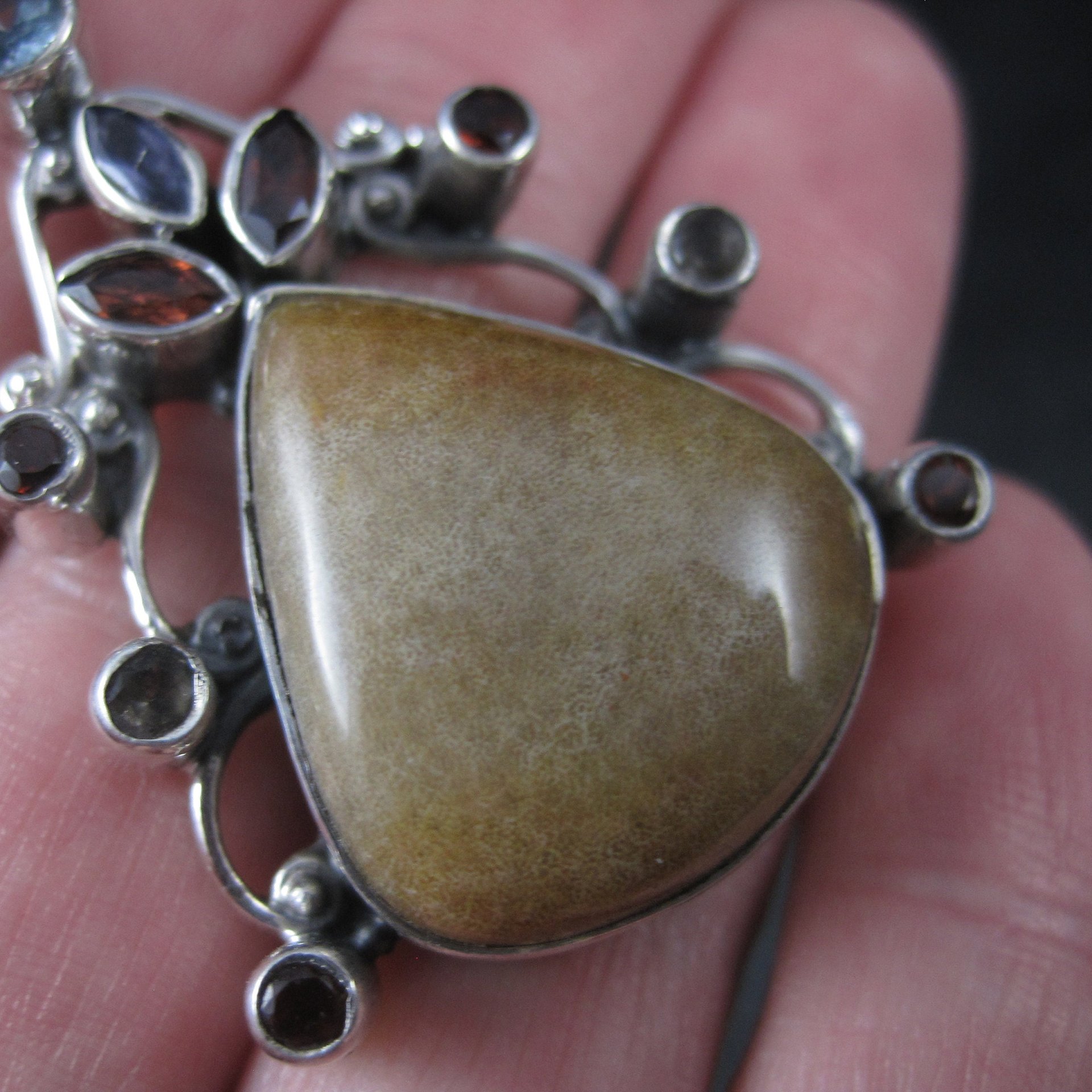 Large Jasper Garnet Topaz Pendant