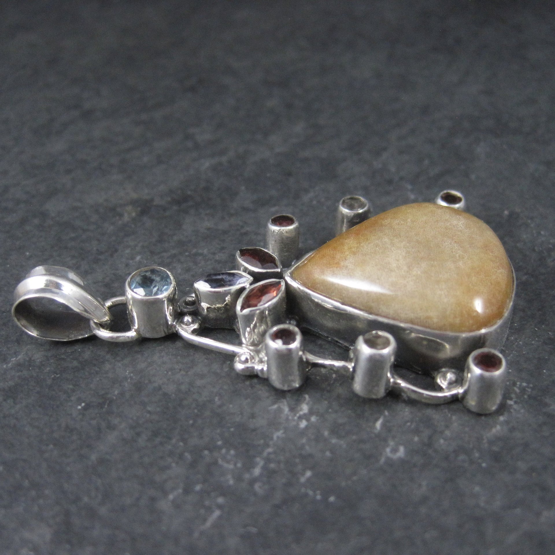 Large Jasper Garnet Topaz Pendant