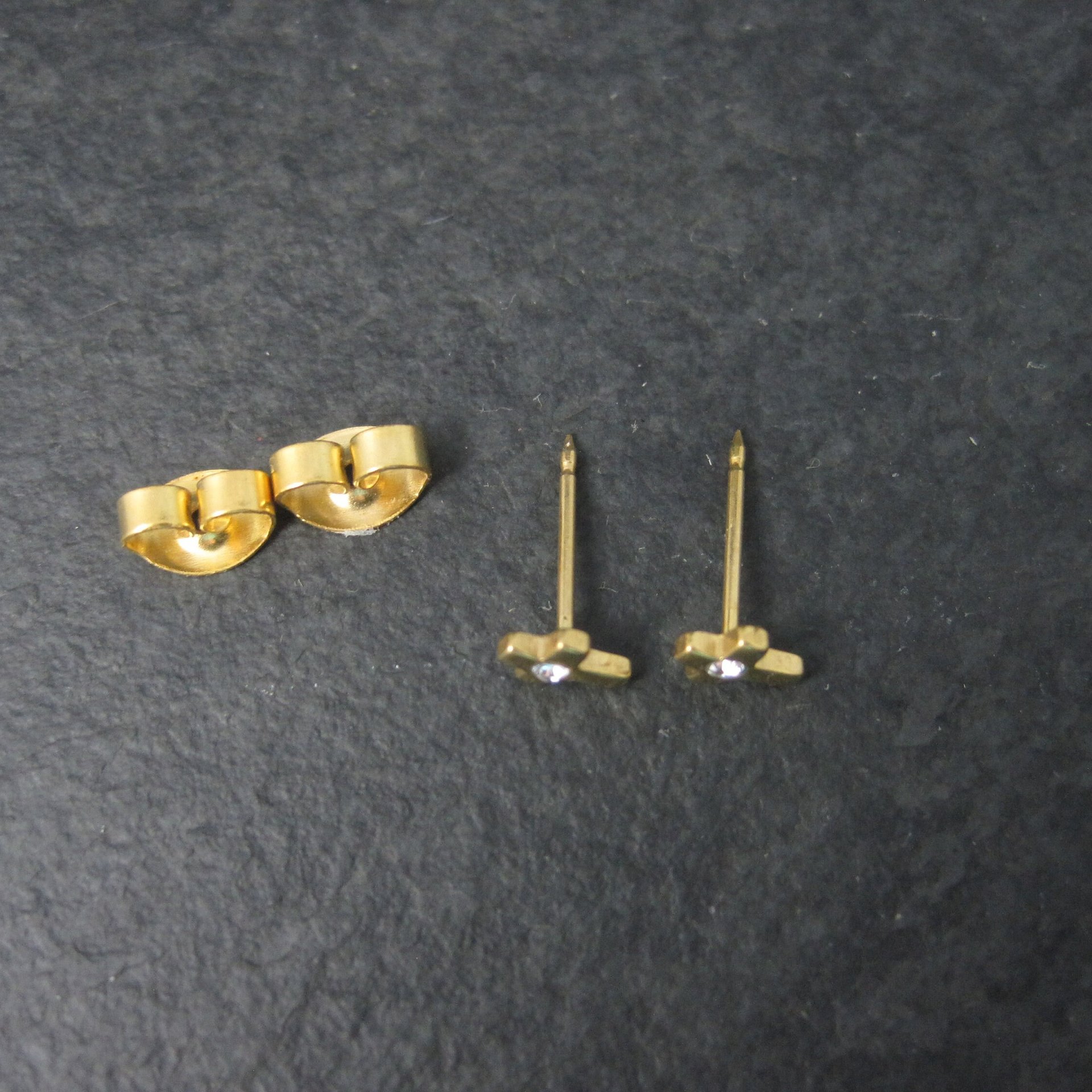 Vintage 24K Plated Crystal Cross Piercing Earrings