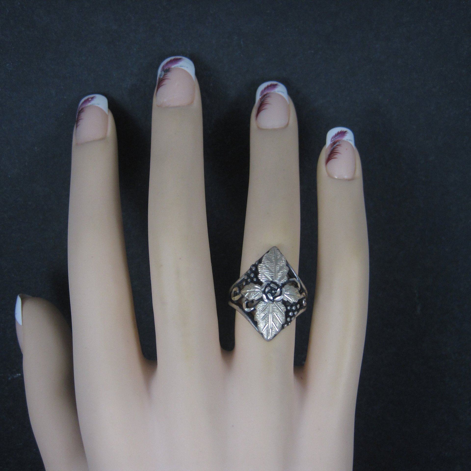 Vintage Black Hills Silver Rose Ring Size 6