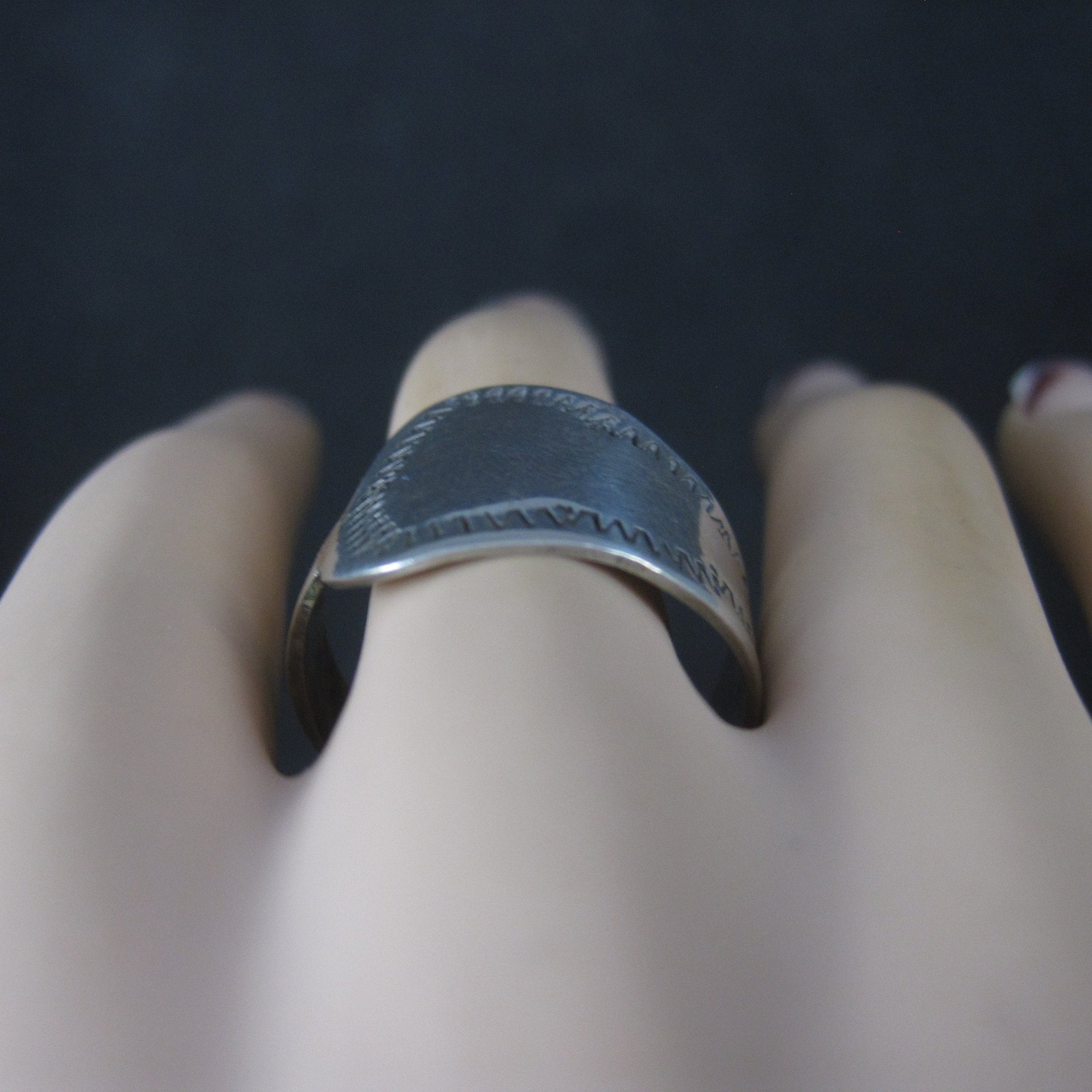 Vintage Southwestern Sterling Spoon Ring Size 11