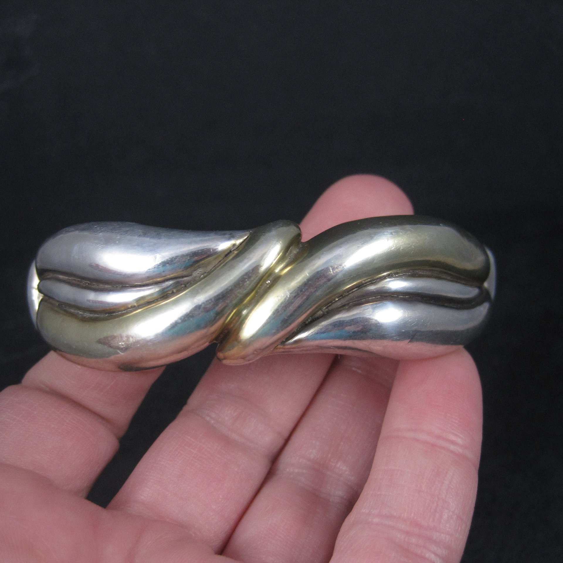 Vintage Sterling Electroform Bangle Bracelet 7.5 Inches LeBitski