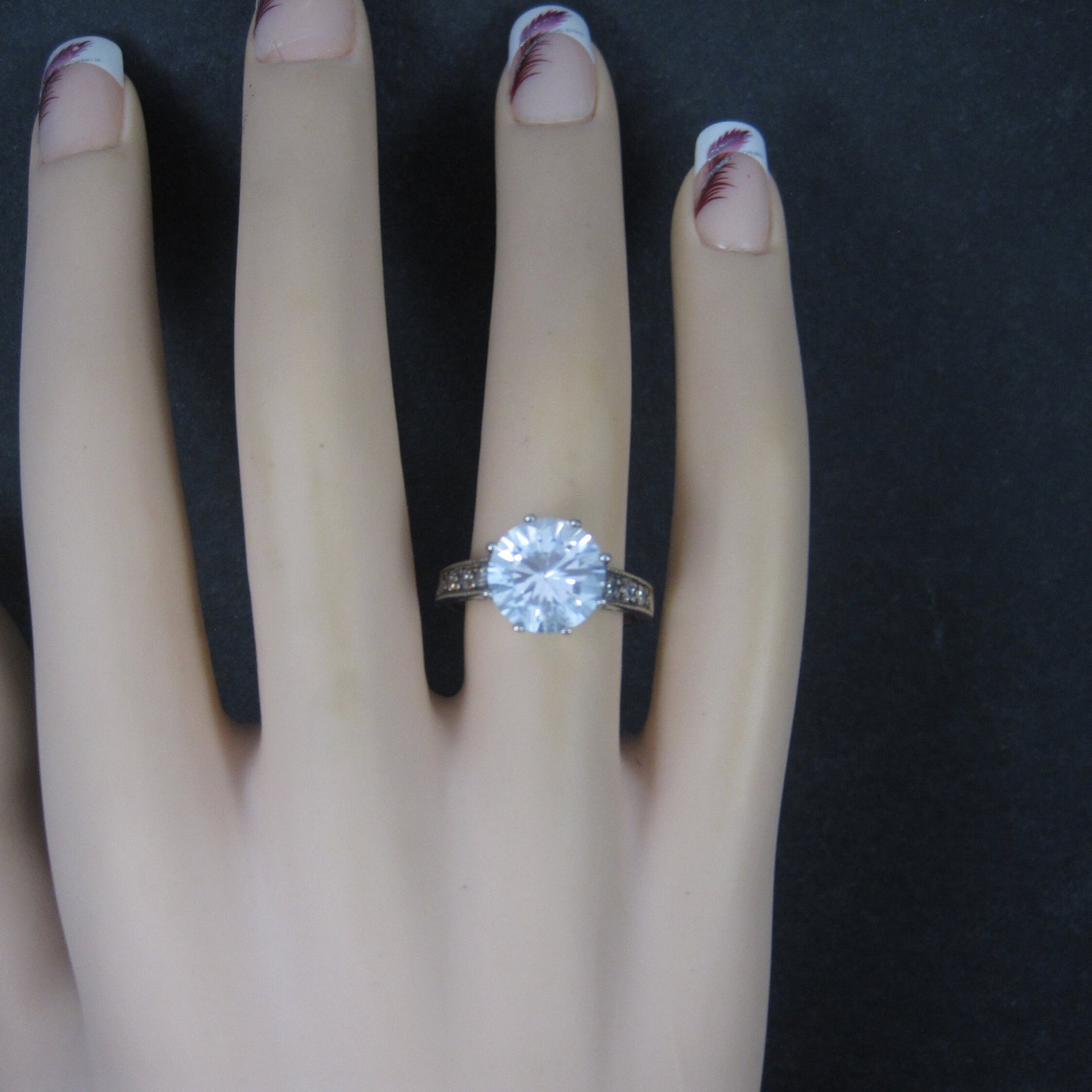 90s Sterling Cubic Zirconia Engagement Style Ring Size 7