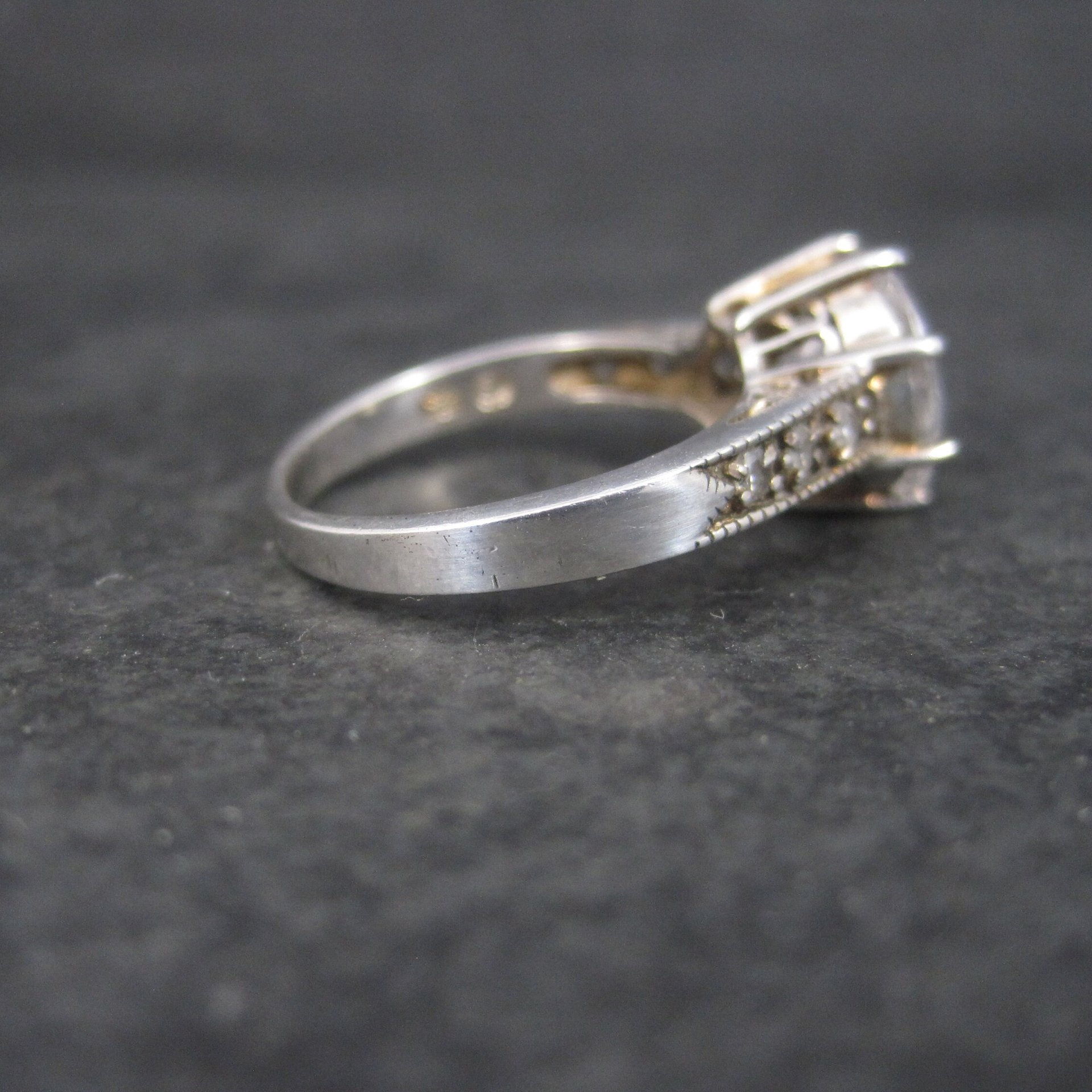 90s Sterling Cubic Zirconia Engagement Style Ring Size 7