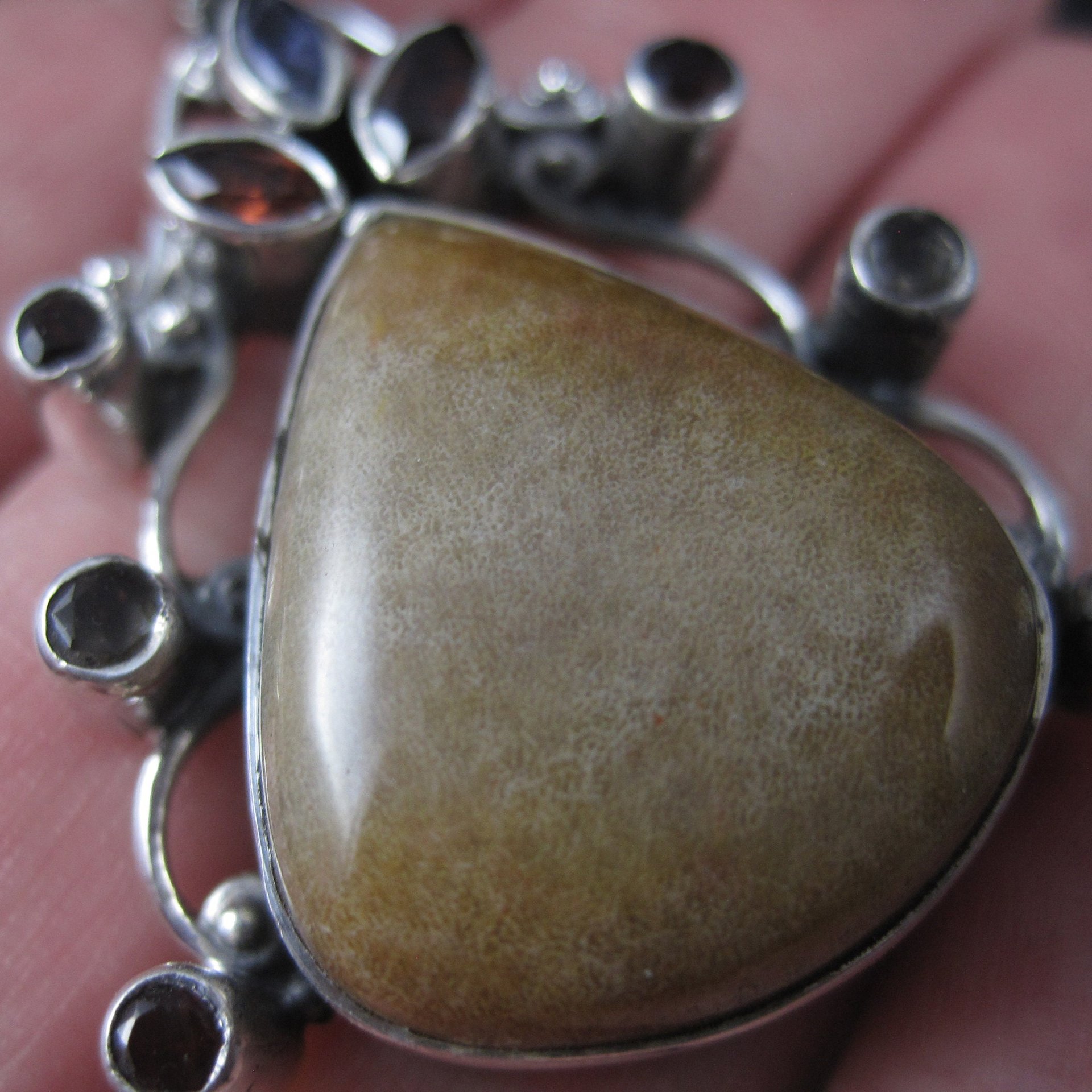 Large Jasper Garnet Topaz Pendant