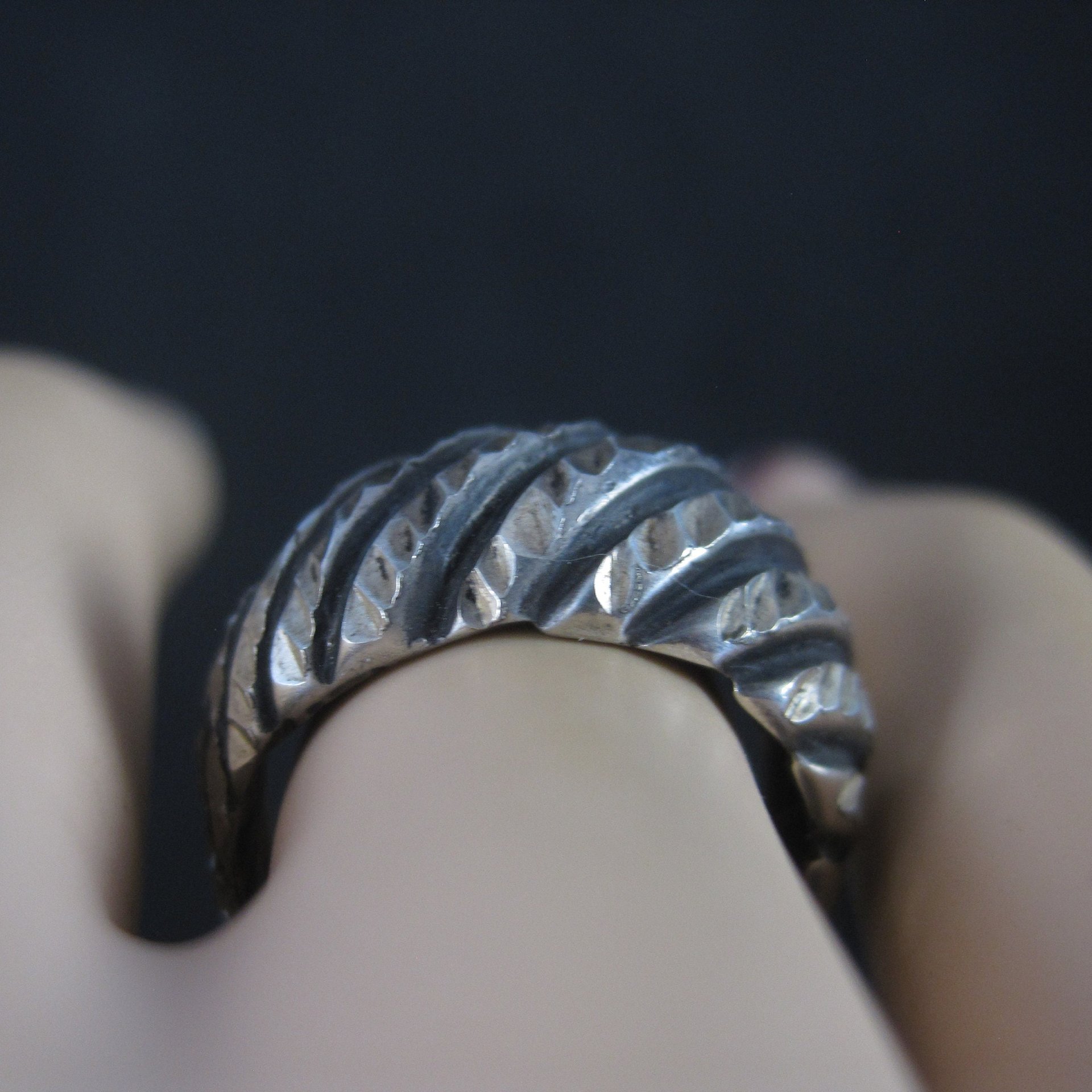 Vintage Sterling Diamond Cut Dome Ring