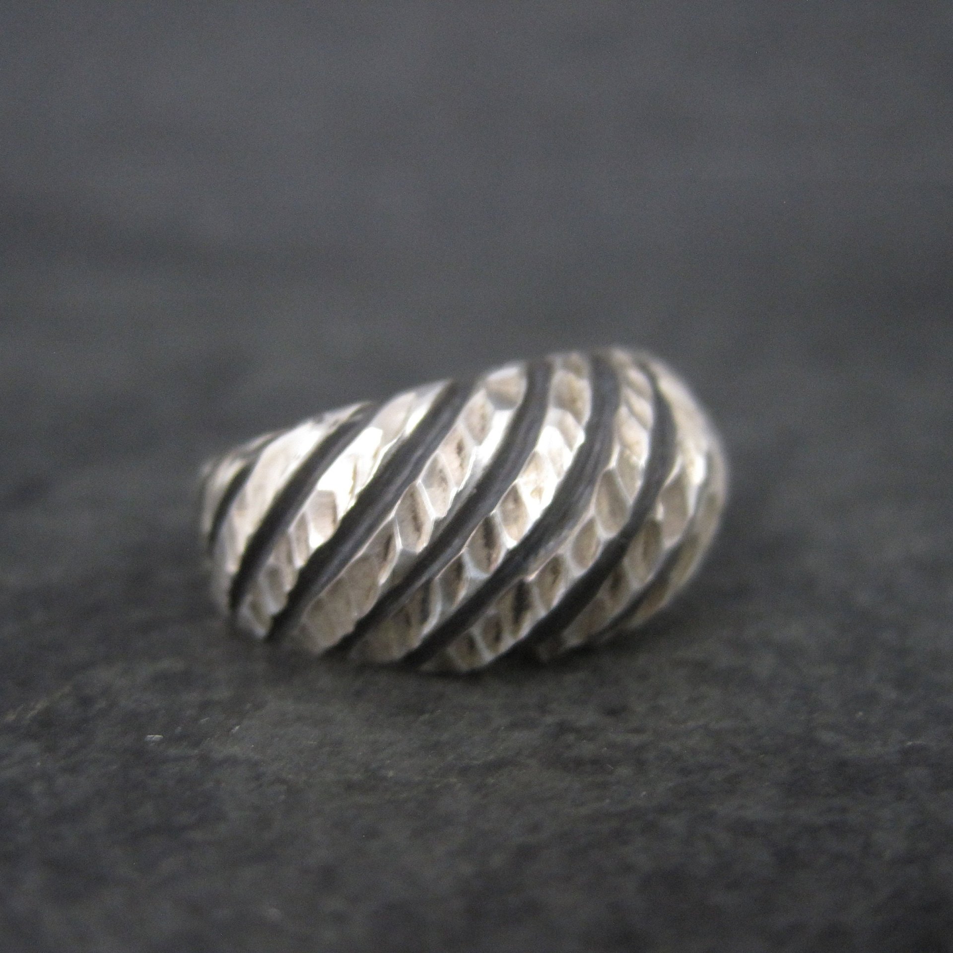 Vintage Sterling Diamond Cut Dome Ring