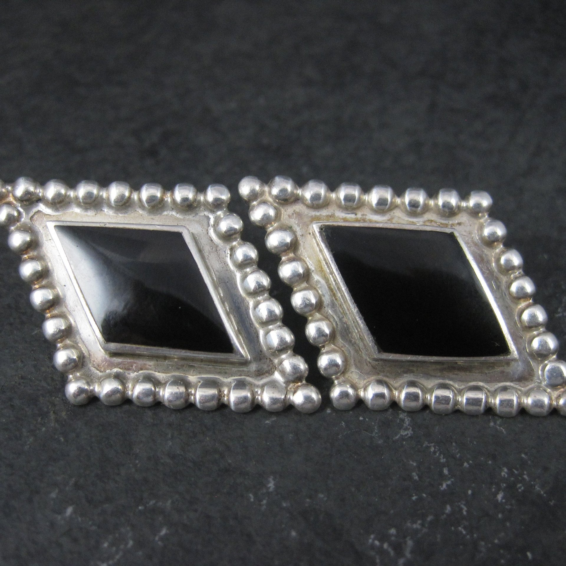 Large Sterling Onyx Earrings