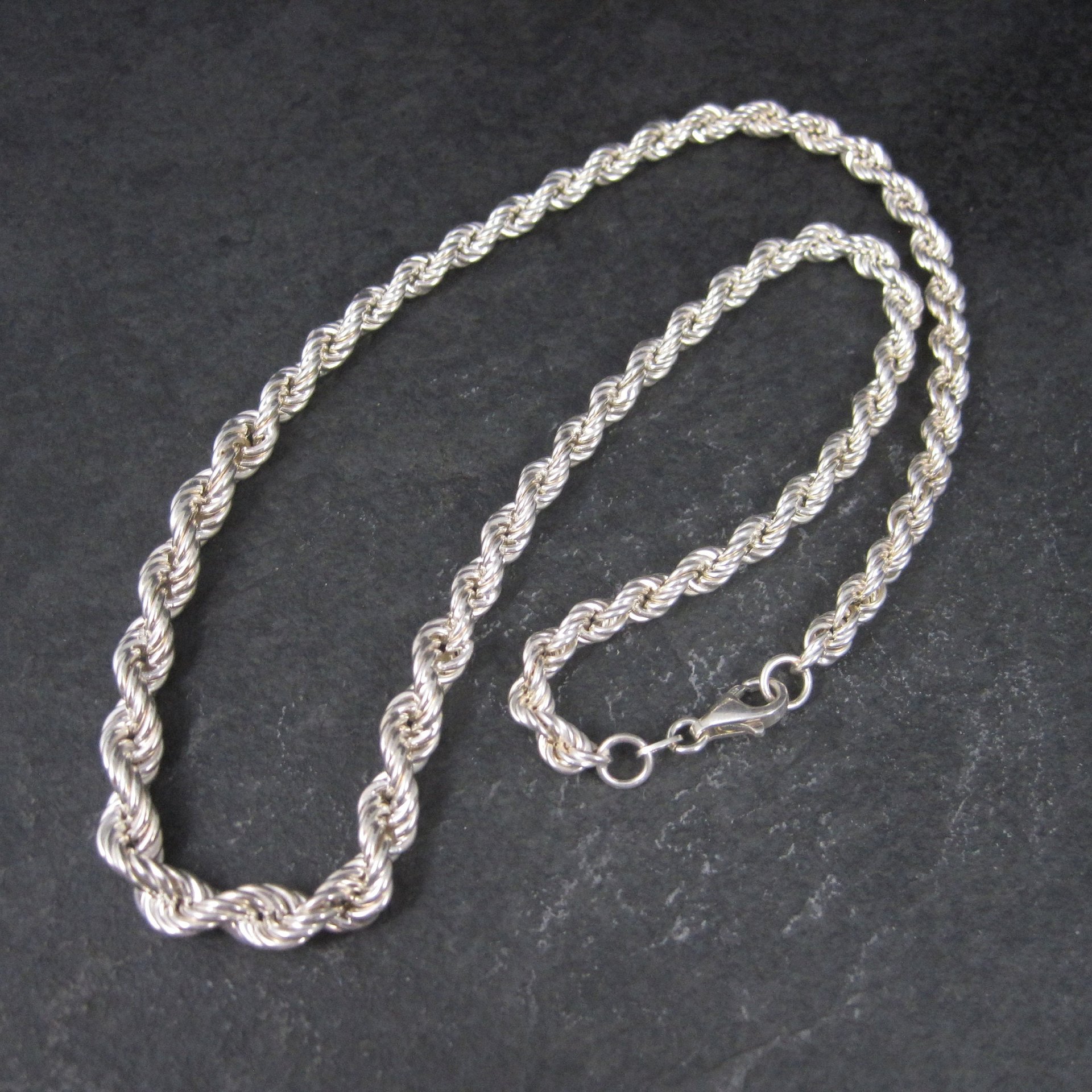 Graduated Italian Sterling Twisted Rope Chain 18 Inches