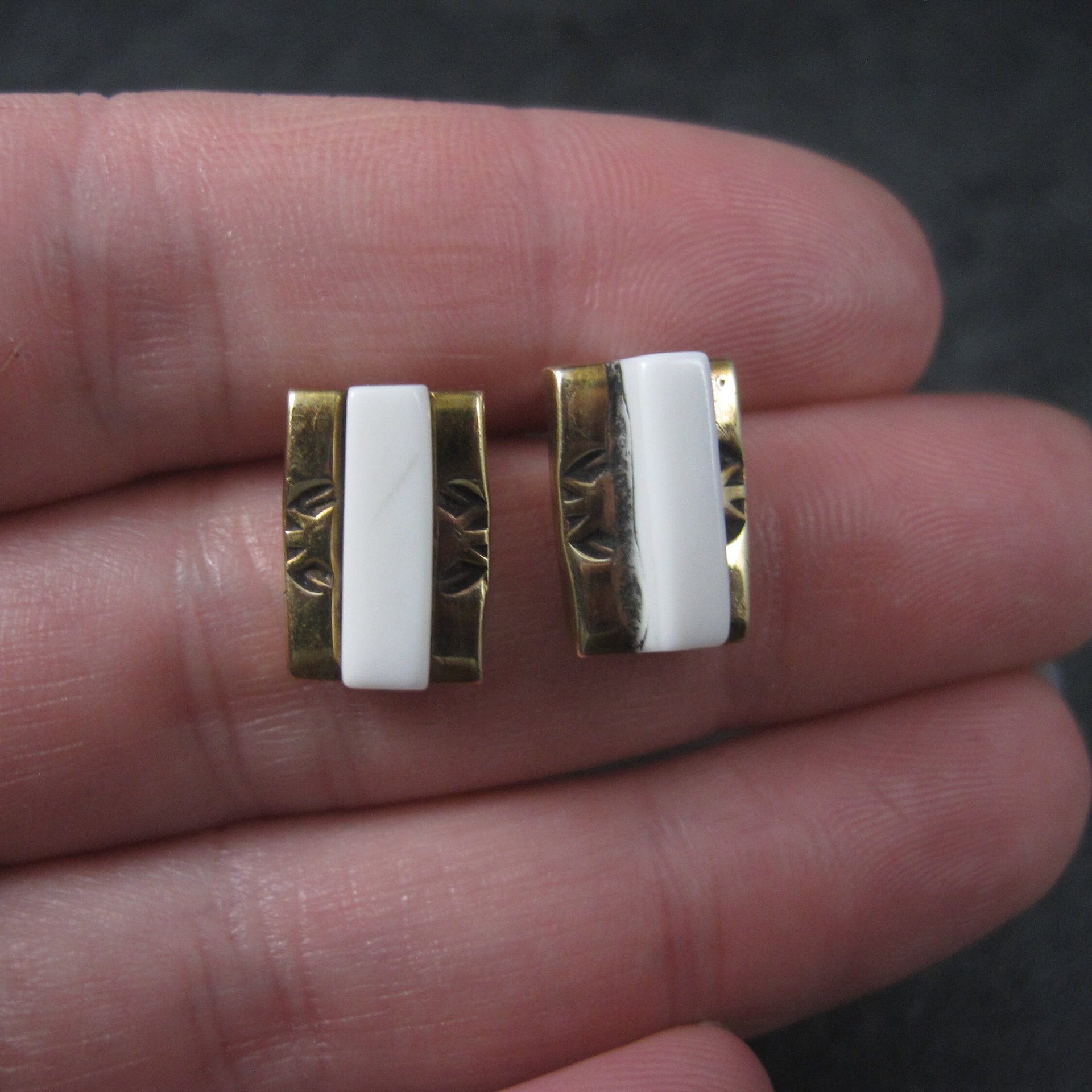 Southwestern Sterling Gold Filled Raised Inlay Earrings