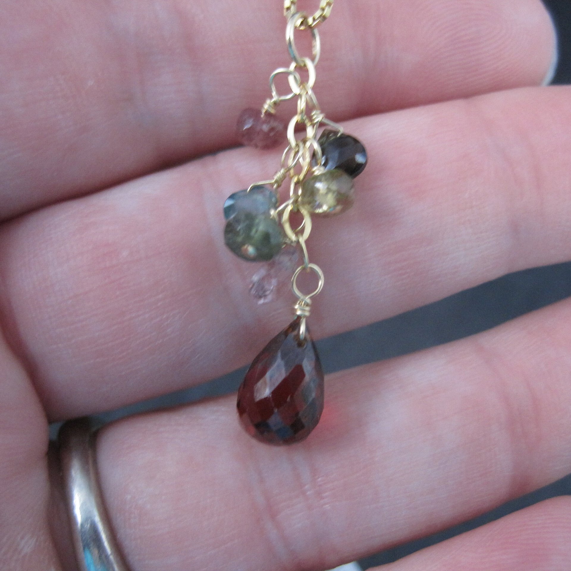 Vintage 14K Briolette Gemstone Pendant Necklace
